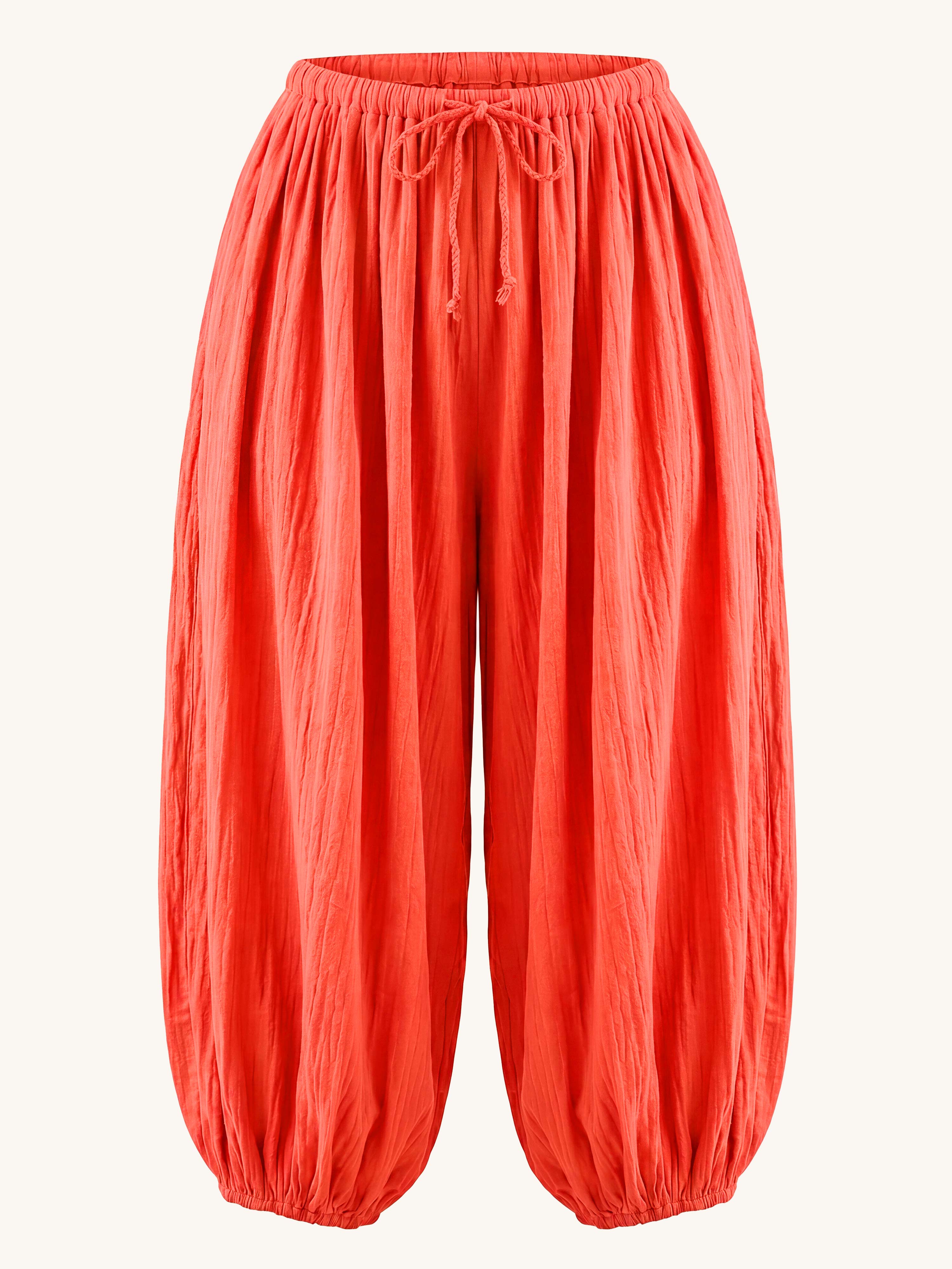 Leichte Balloon Oversize Hose - BoHo - Koralle