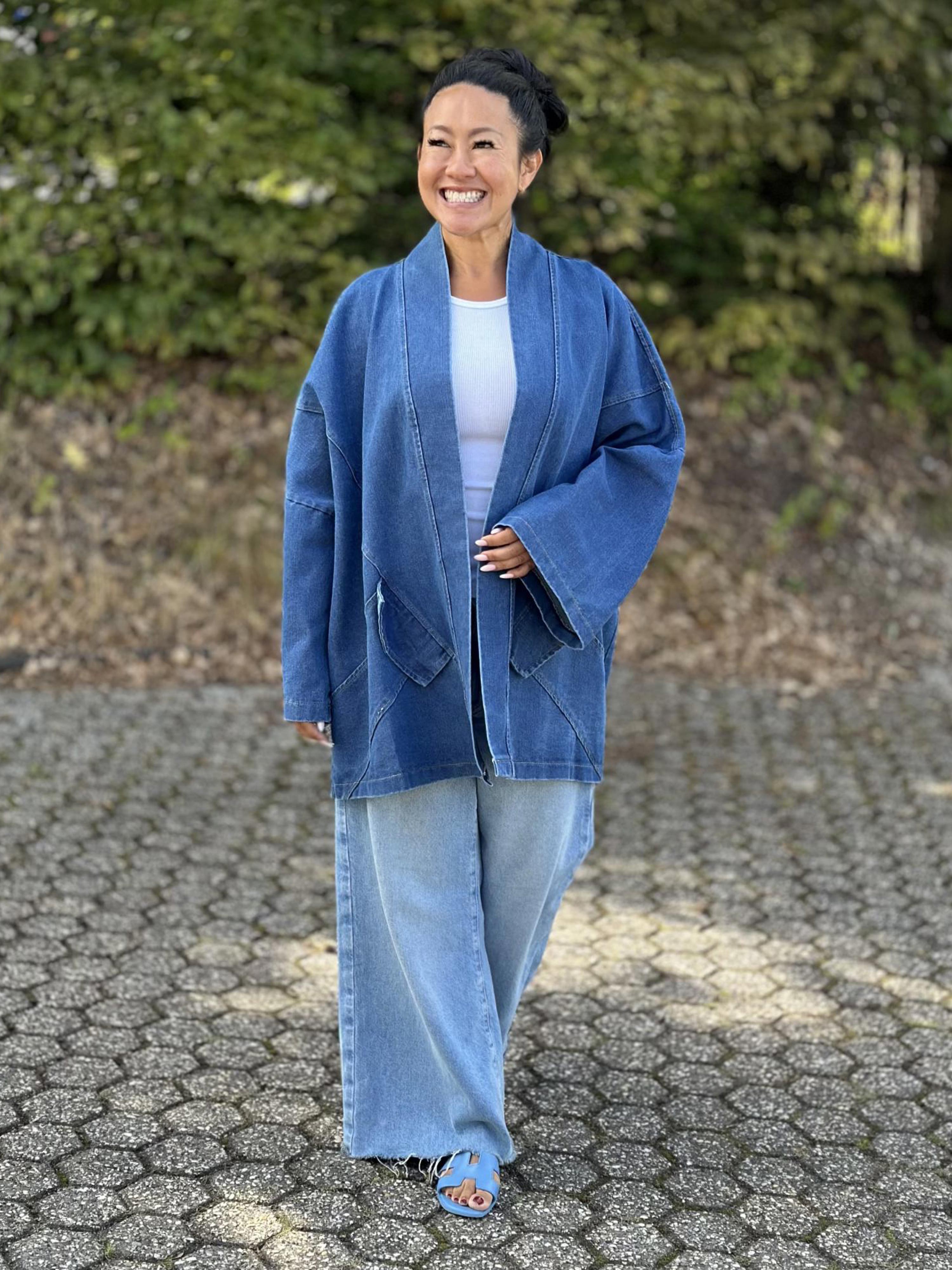 Oversize Jeans Blazer Jacke - Denim Blue