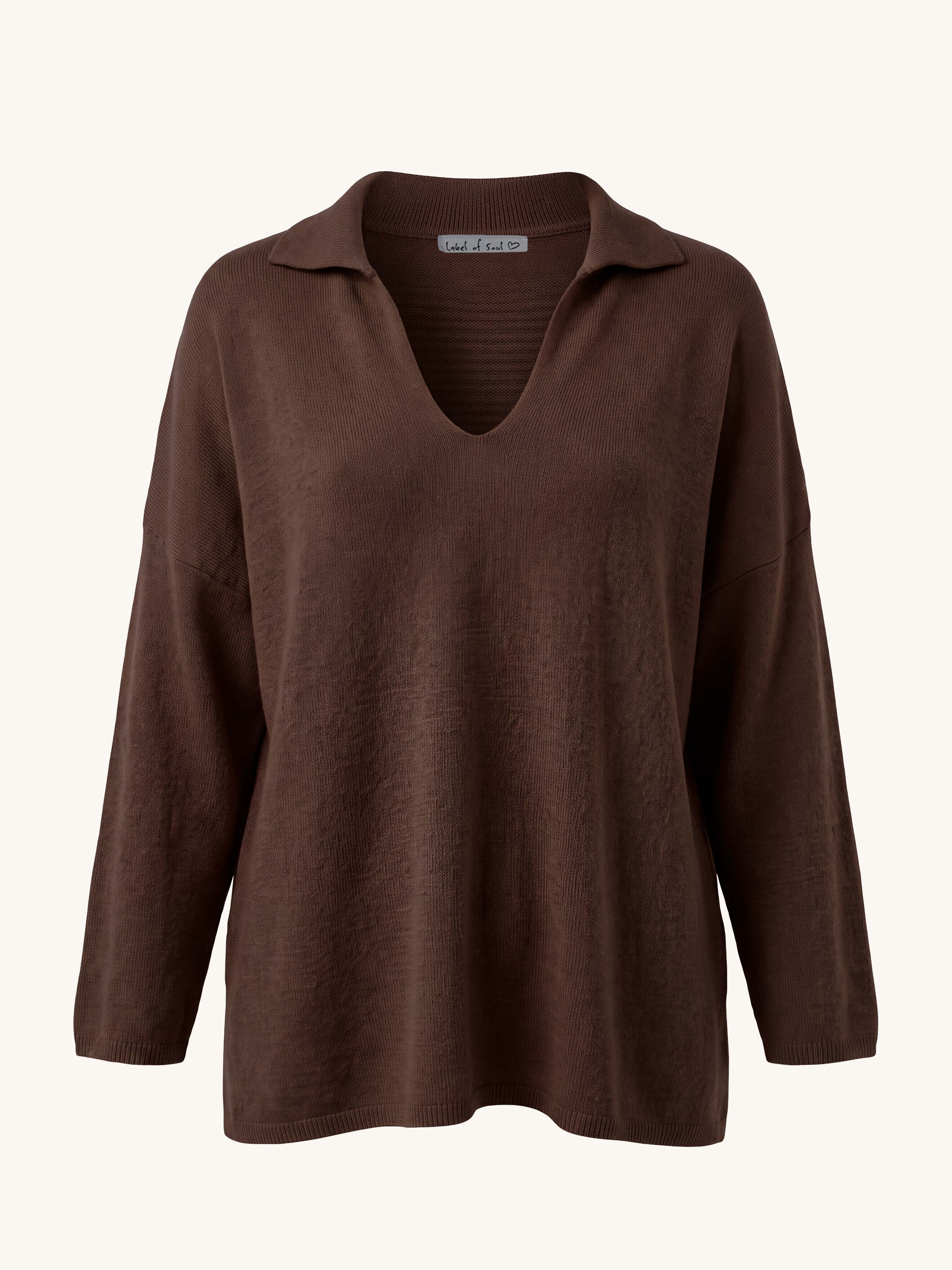 Viskose Pullover mit Kragen - Schoko