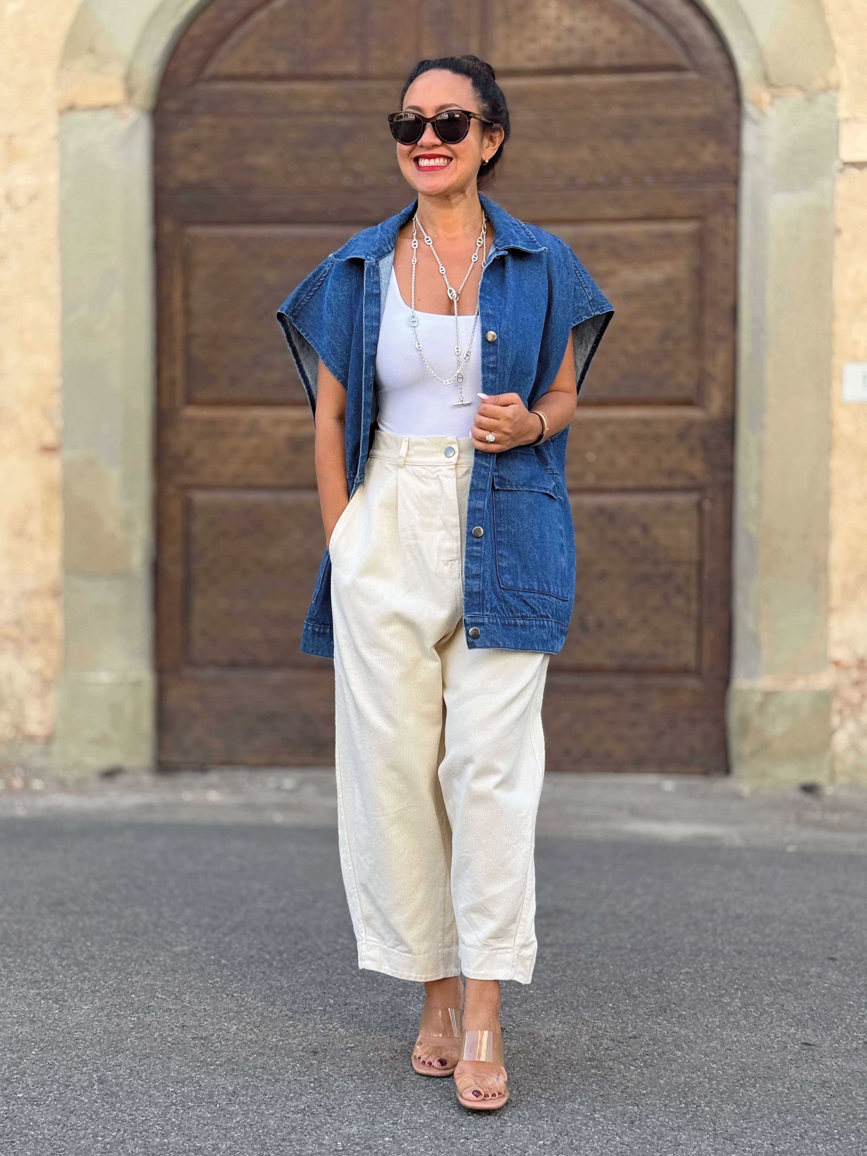 Denim Kurzarm Weste - Denim Blue