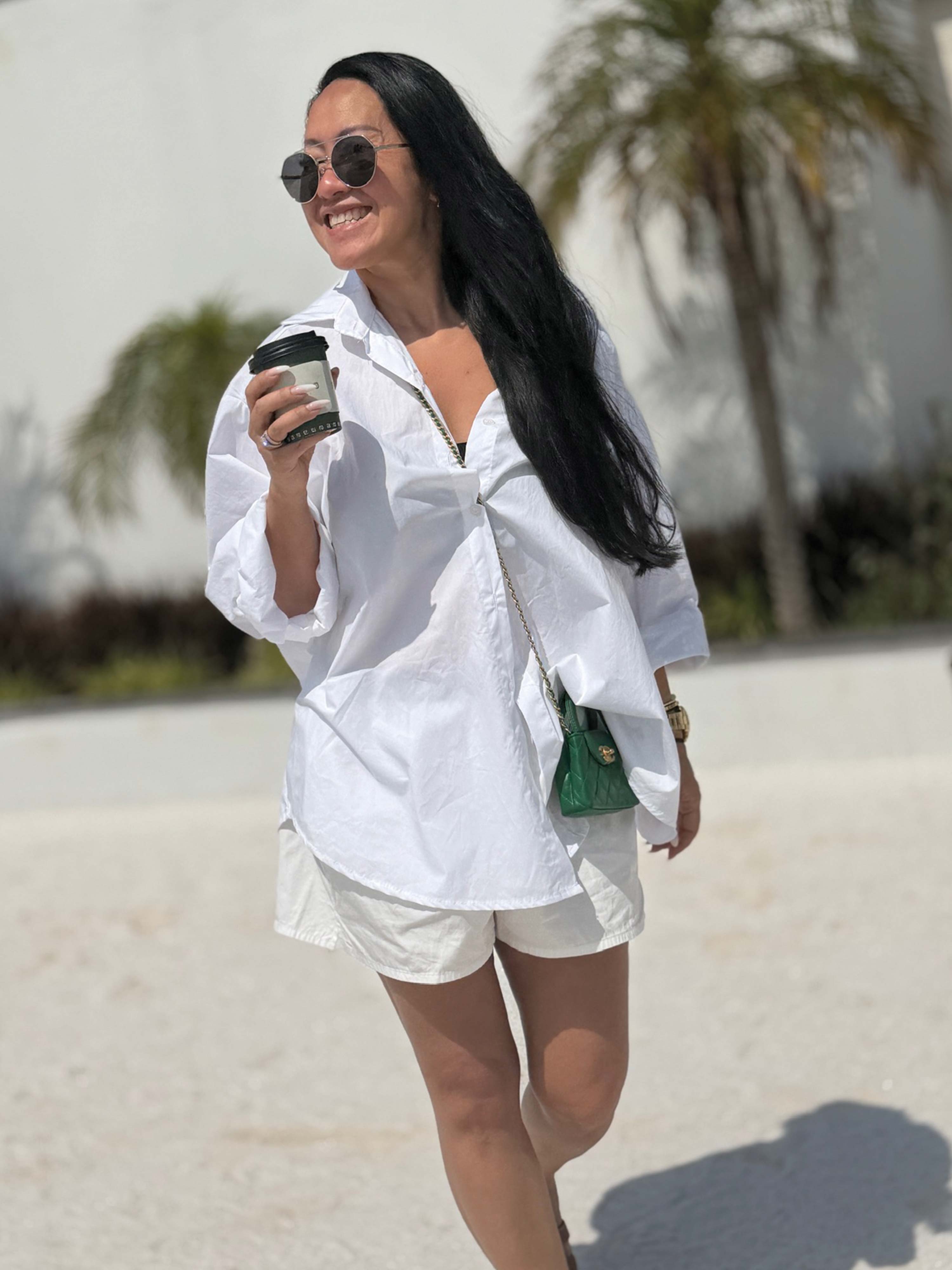 Cotton Midi Oversize Hemdbluse - Weiss