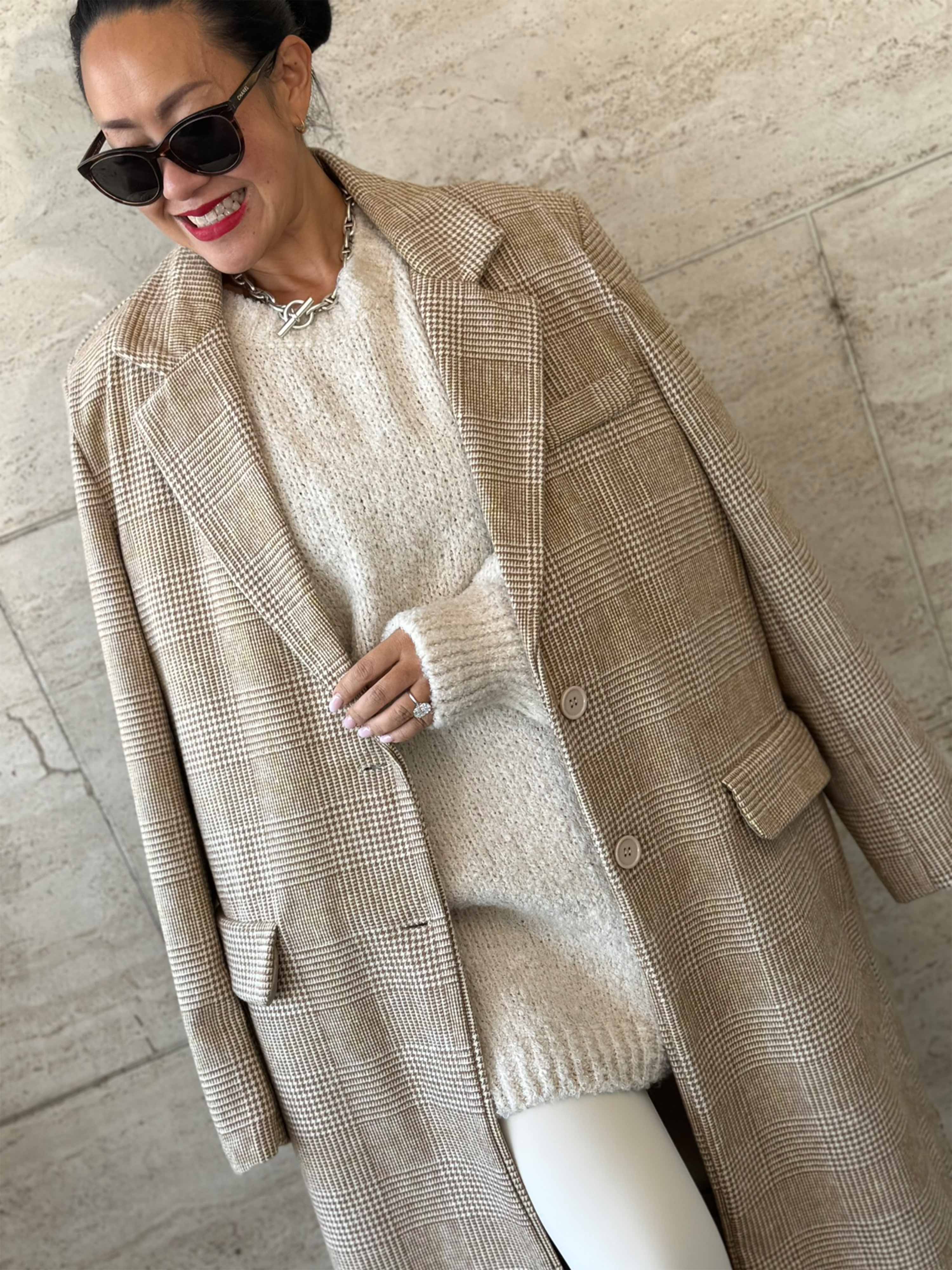 Oversize Blazer Mantel - KARO - Camel Oversize Blazer Mantel - KARO - Camel