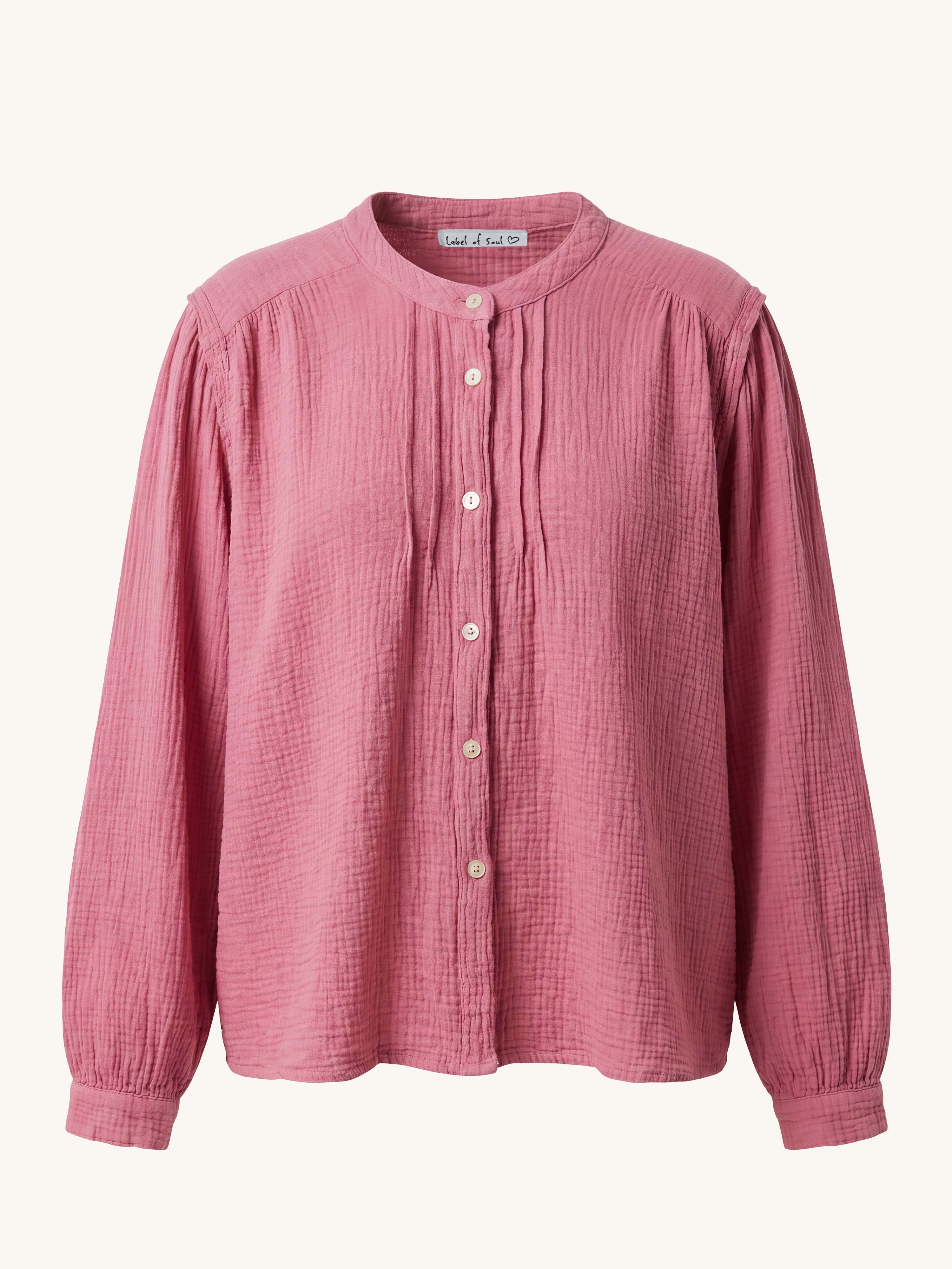 Musselin Oversize Rundhals Bluse - FLORENCE - Beere