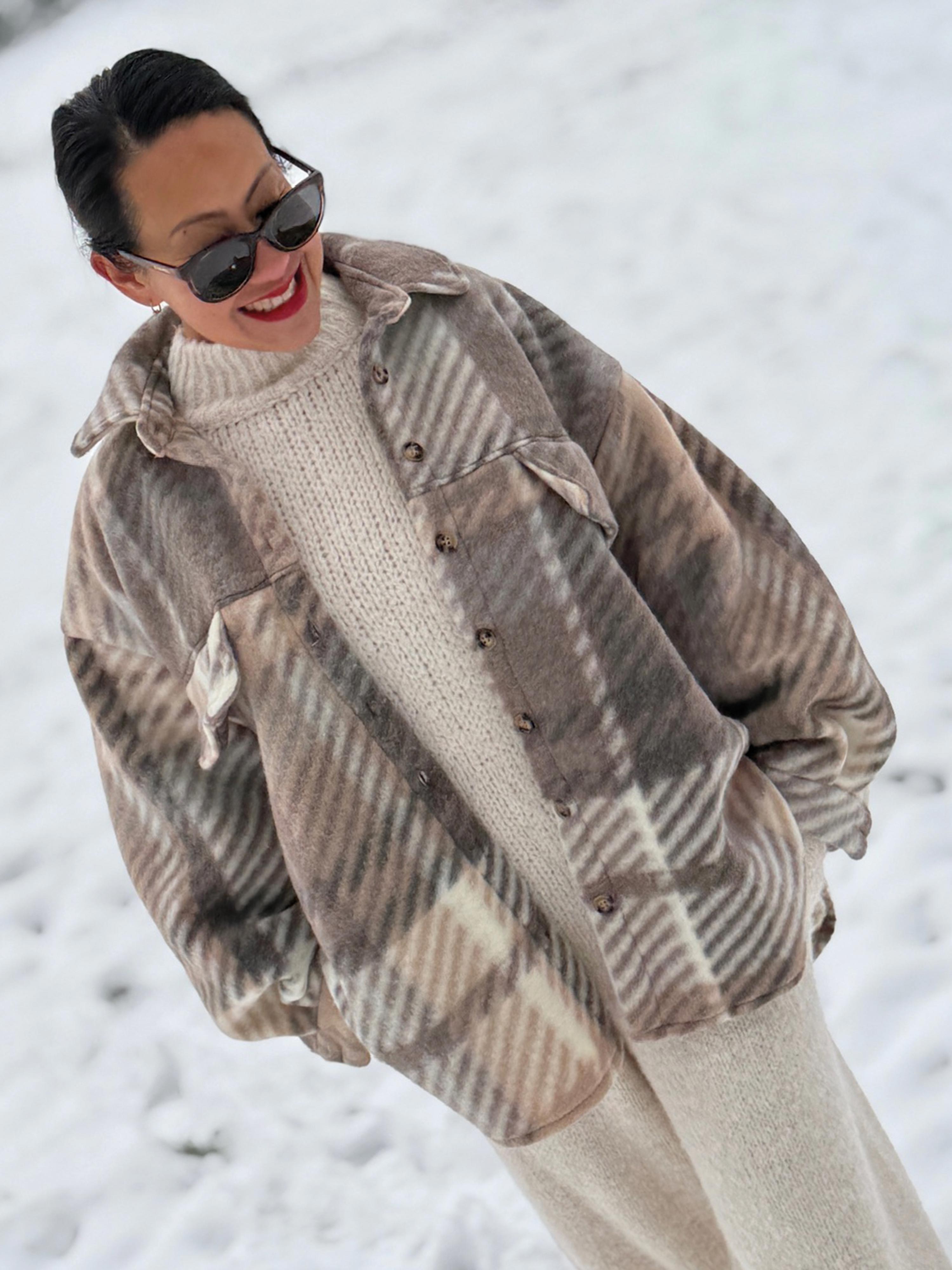 Overshirt Shacket Fleece Jacke - Oatmeal