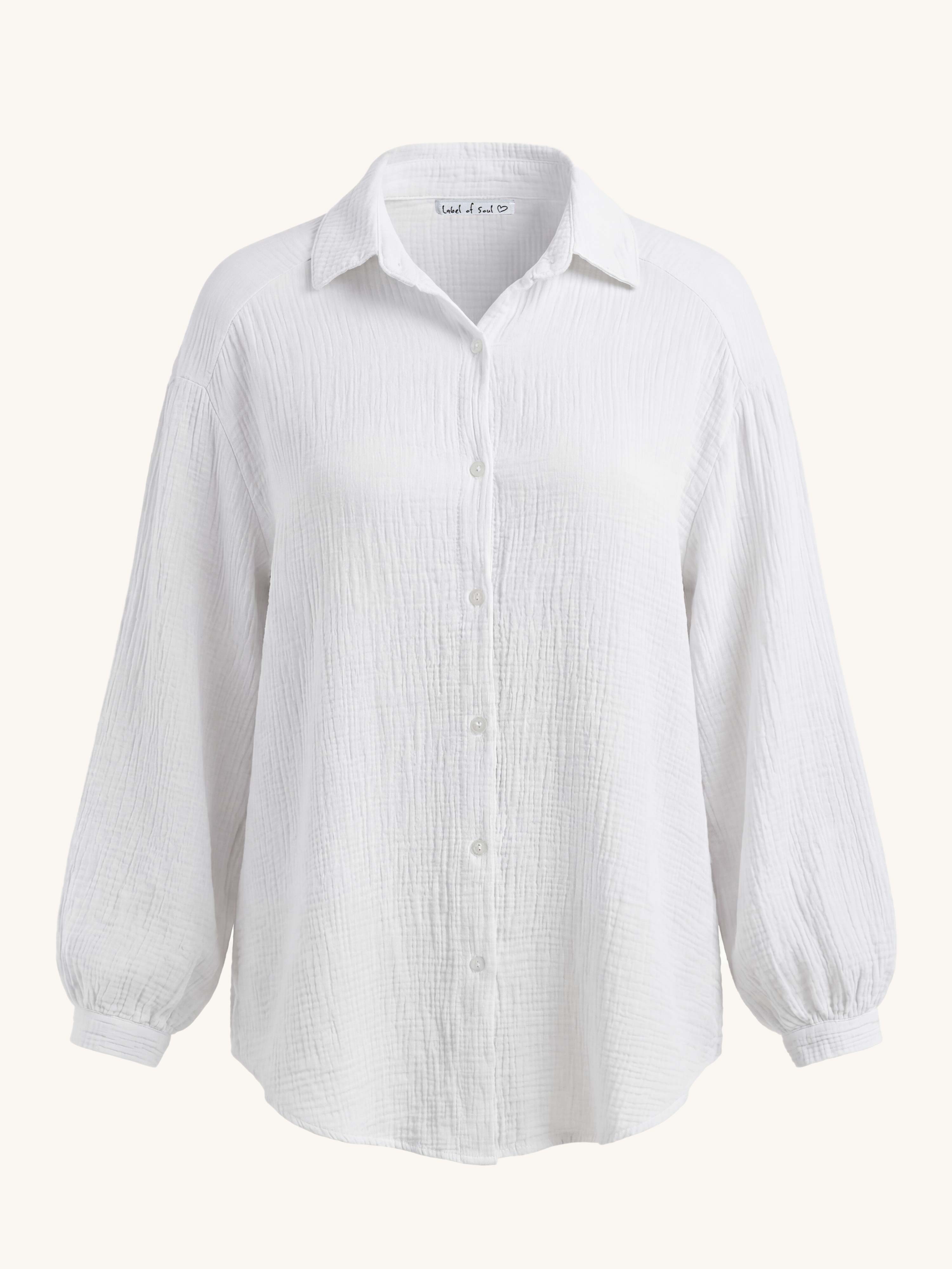 Musselin Midi Oversize Bluse - Weiss