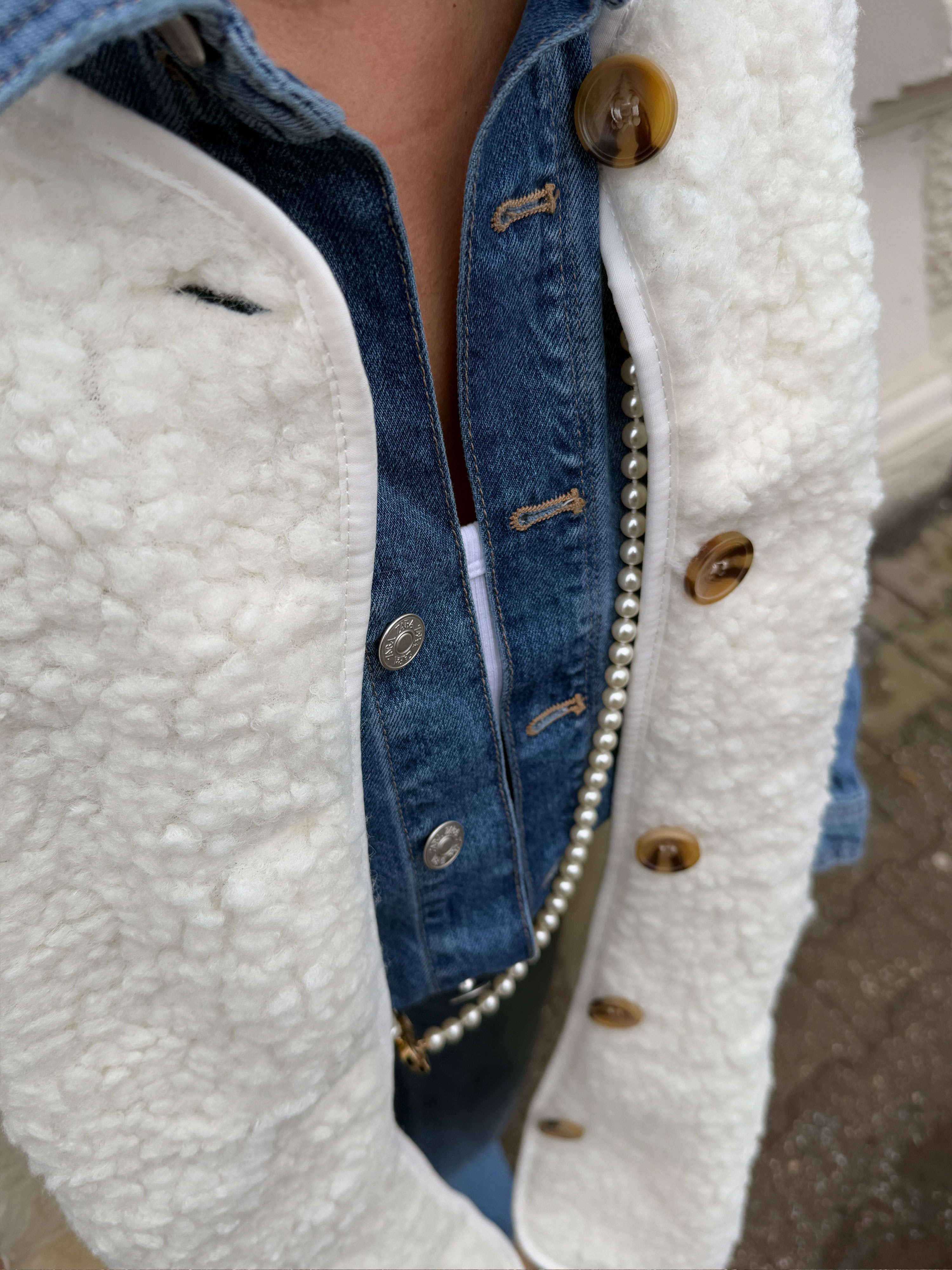 Oversize Teddylook Weste - ALMA - Creme