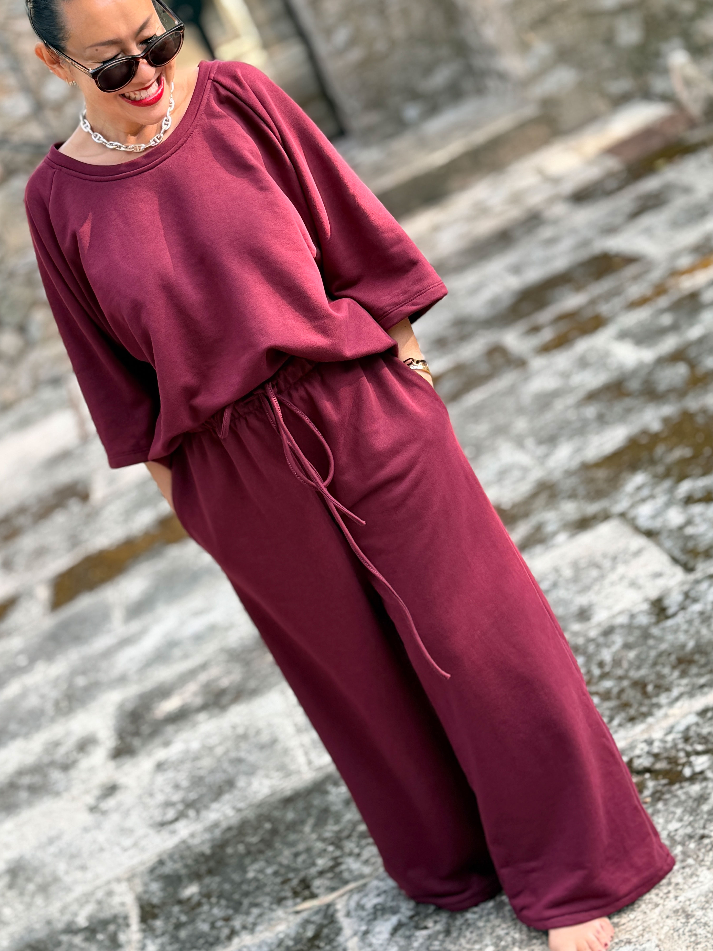 Basic Oversize Palazzo Hose - LOUNGE - REGULAR - Burgundy
