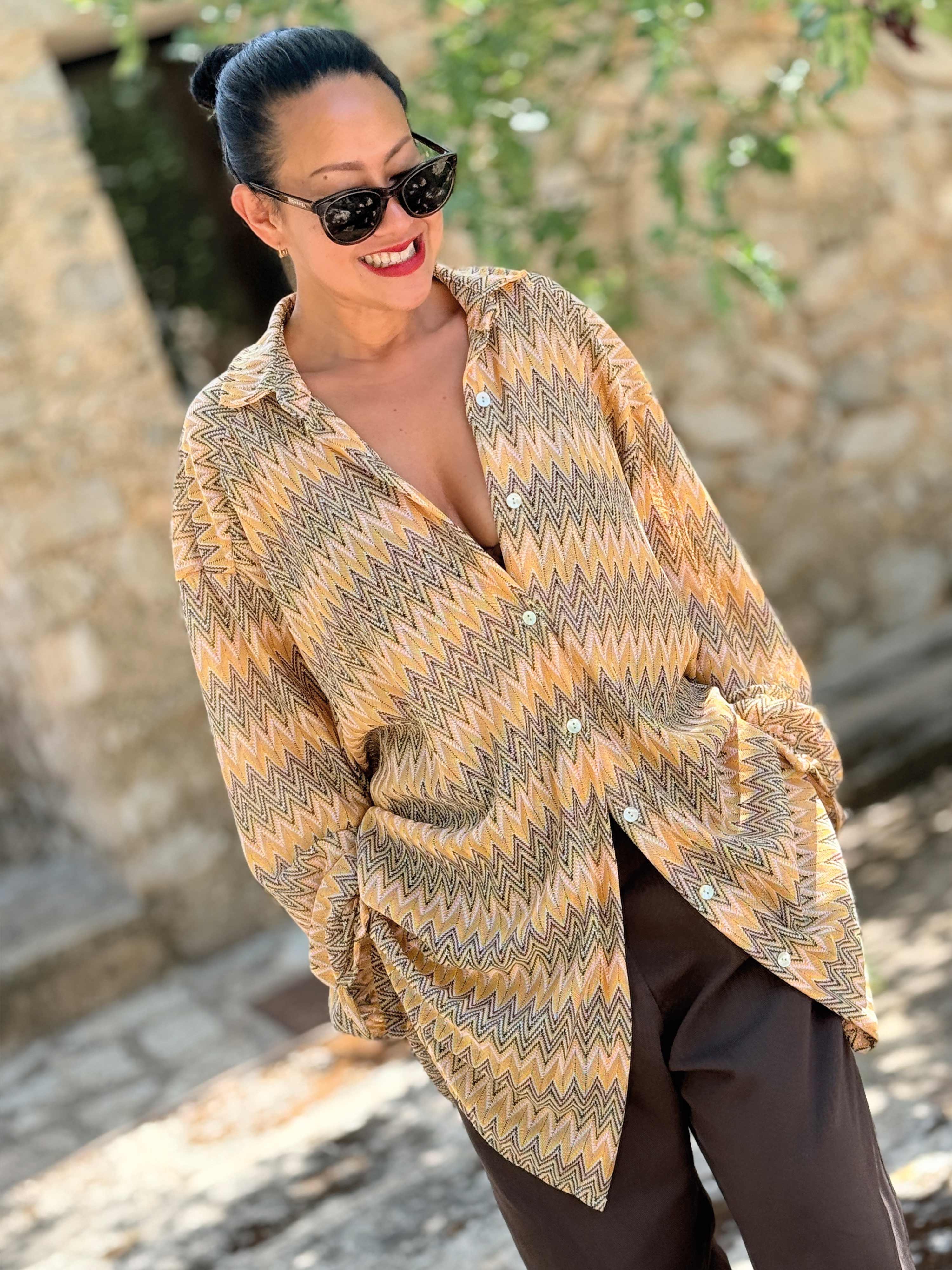 Long Oversize Bluse - IBIZA BREEZE - Honey