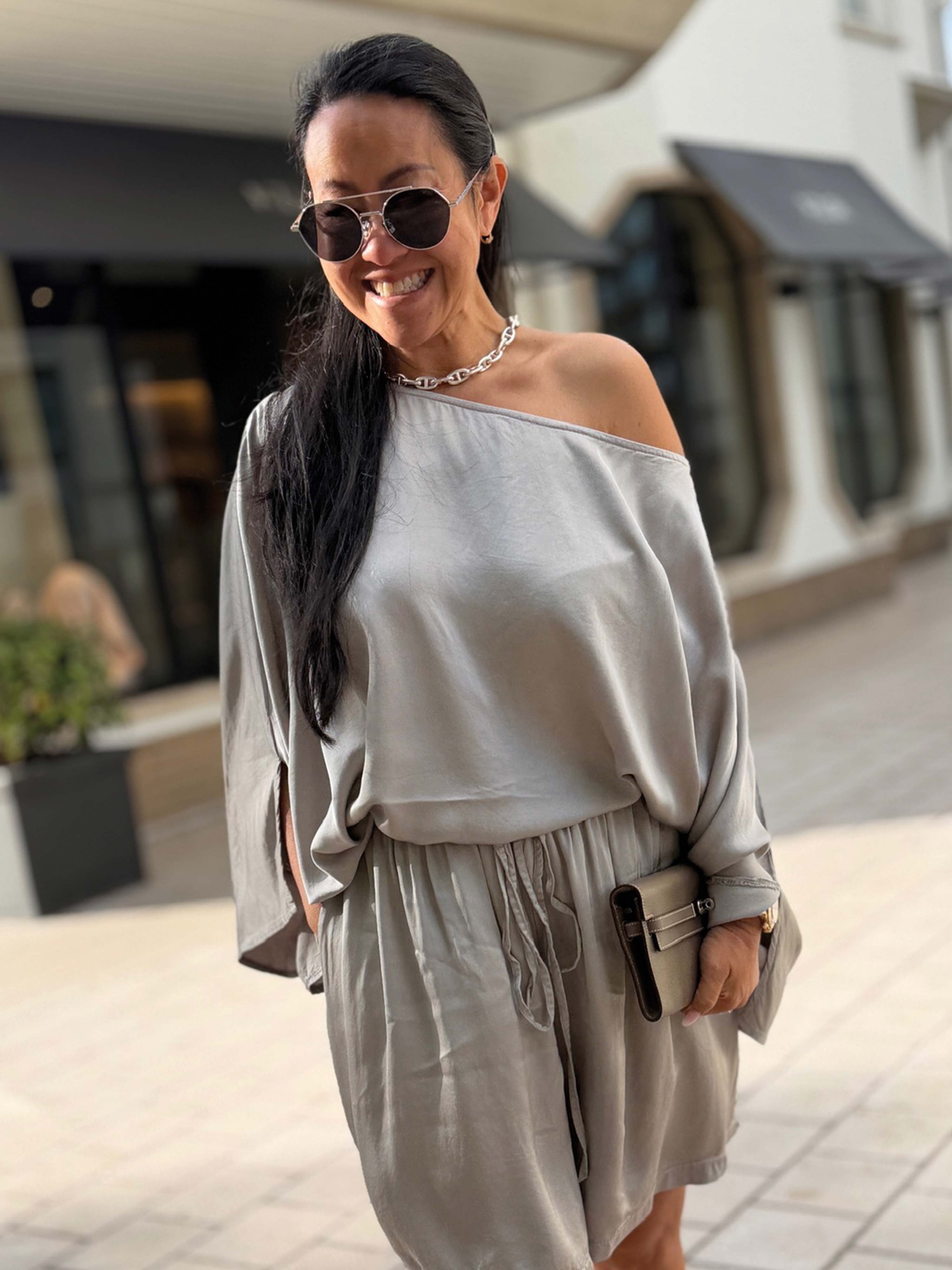 Oversize Viskose Poncho - ELEGANCE - Taupe