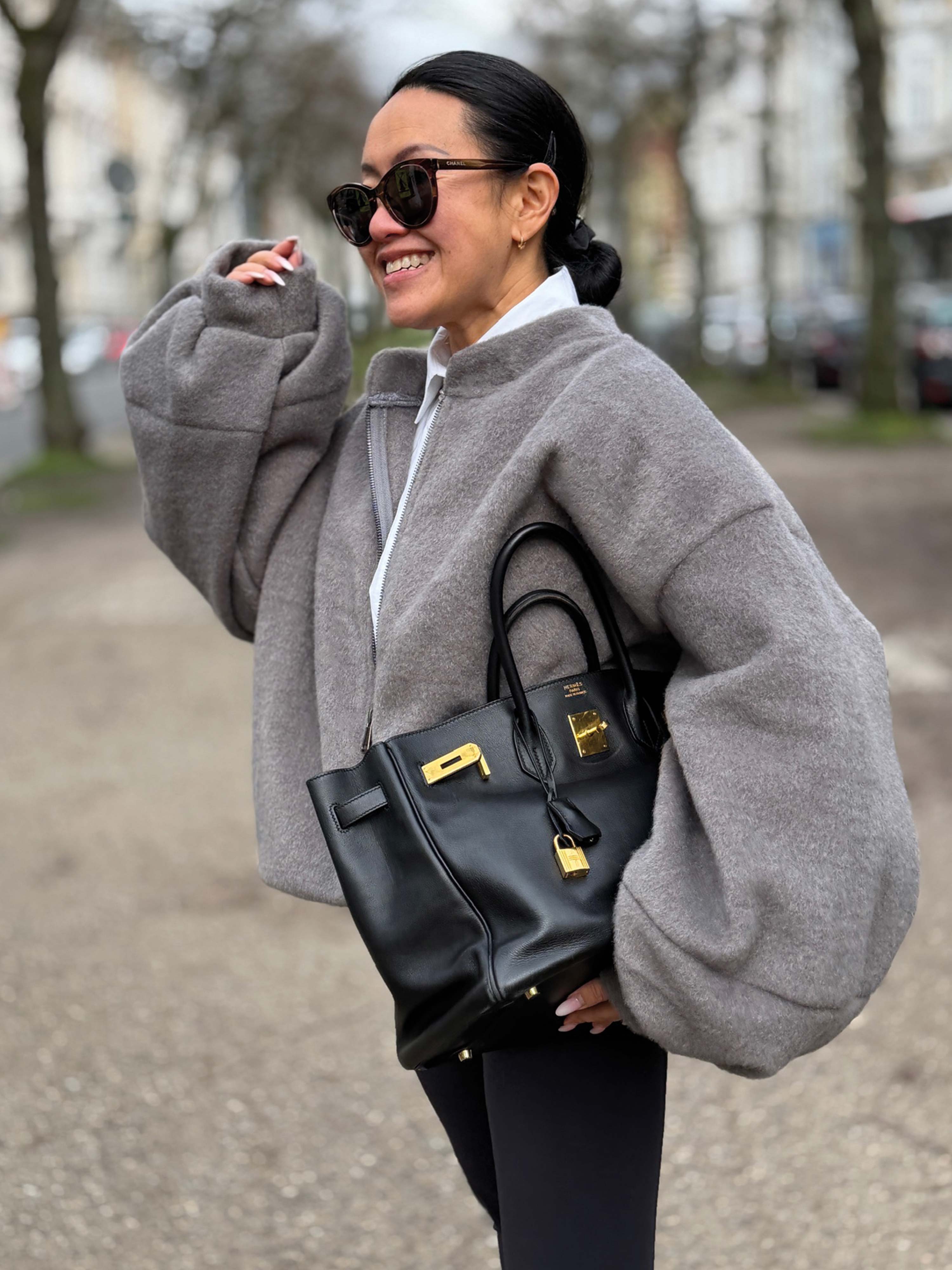 Oversize Jacke mit Taschen - SIGNATURE - Grau