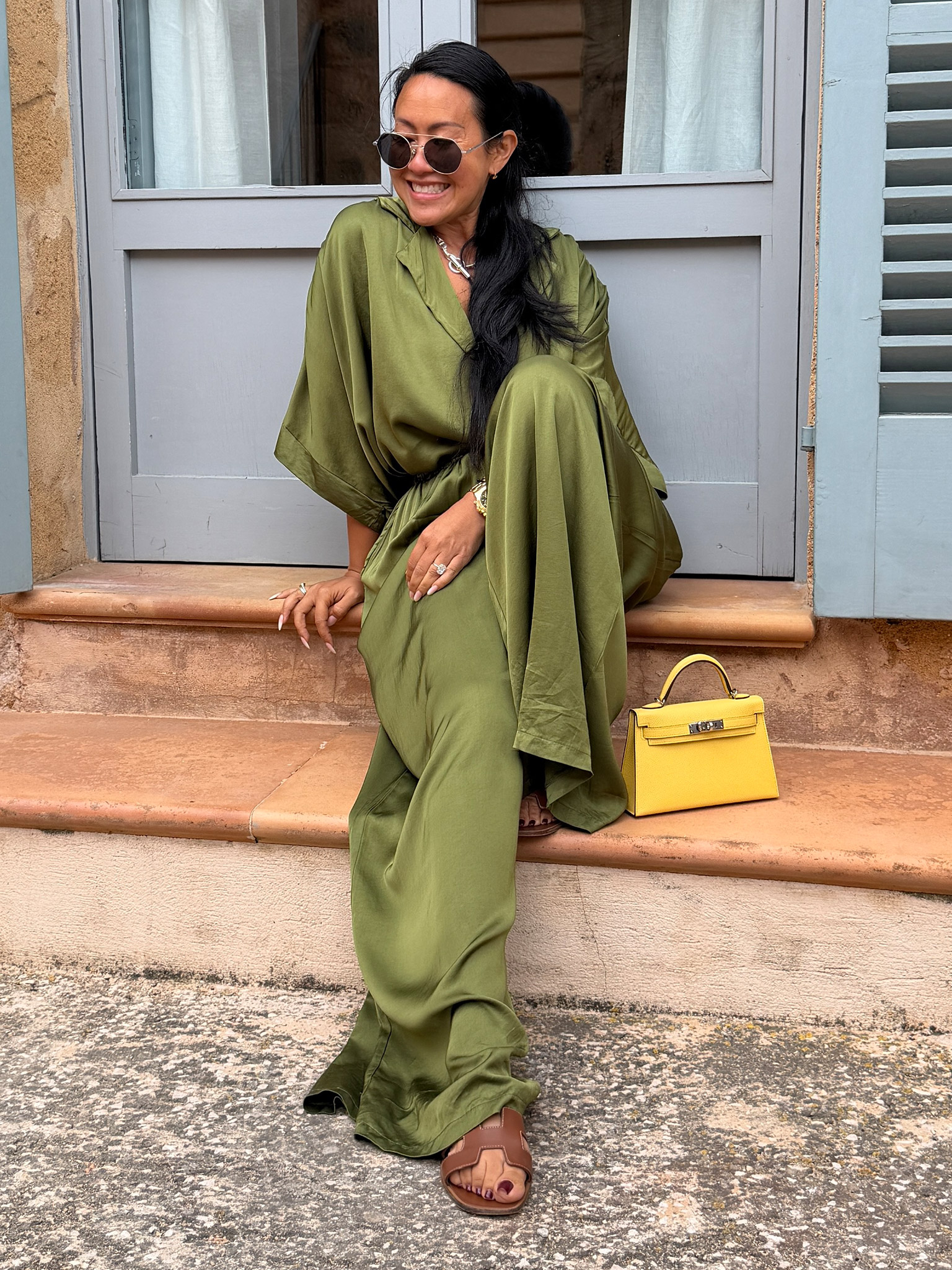 Viskose Oversize Hemdbluse - ELEGANCE - Olive