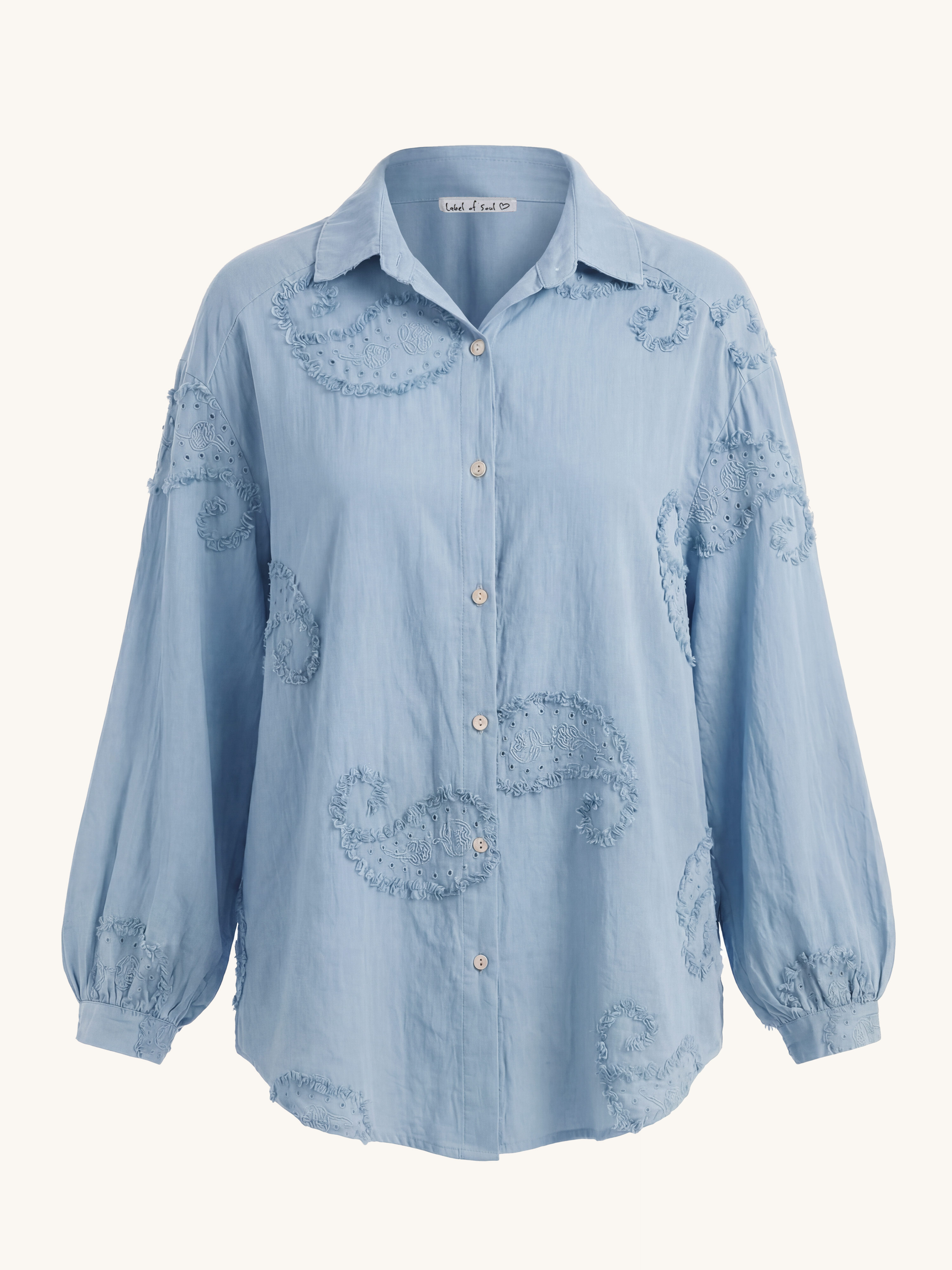 Cotton Oversize Midi Bluse - OHANA - Babyblau