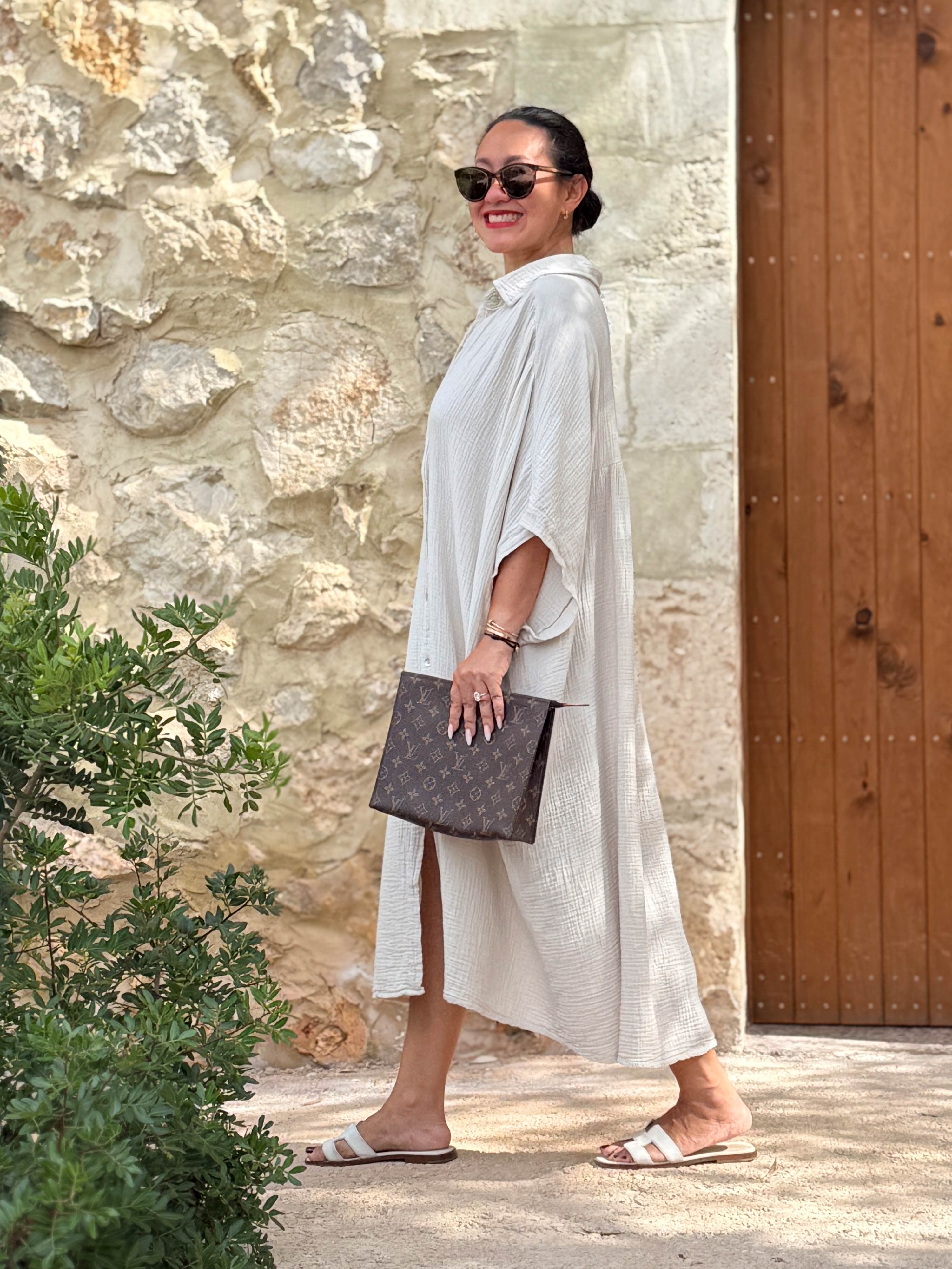 Musselin Oversize Kleid mit Taschen - LANA - Beige Musselin Oversize Kleid mit Taschen - LANA - Beige