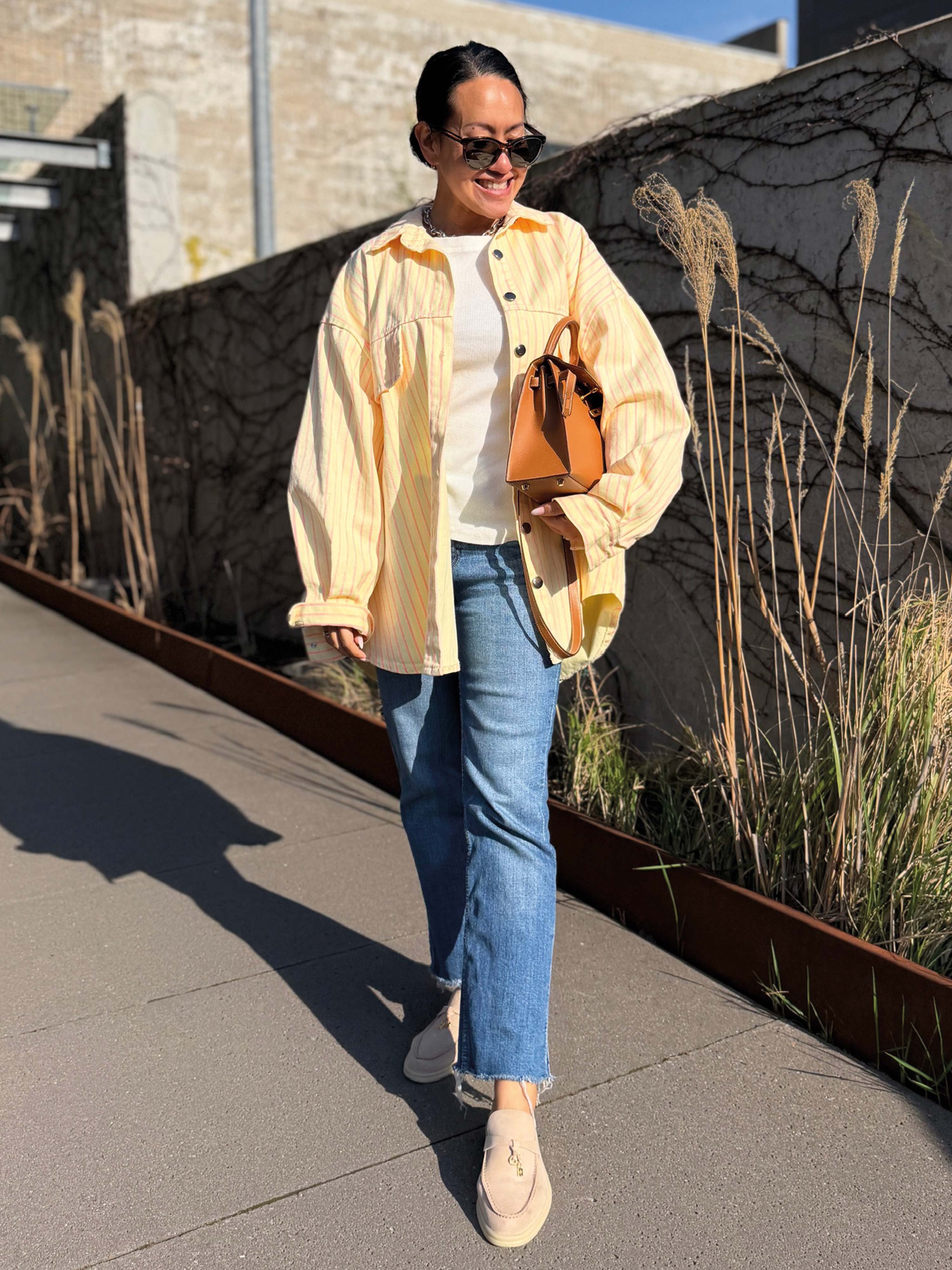 Denim Overshirt Jacke - STRIPES Butter Yellow