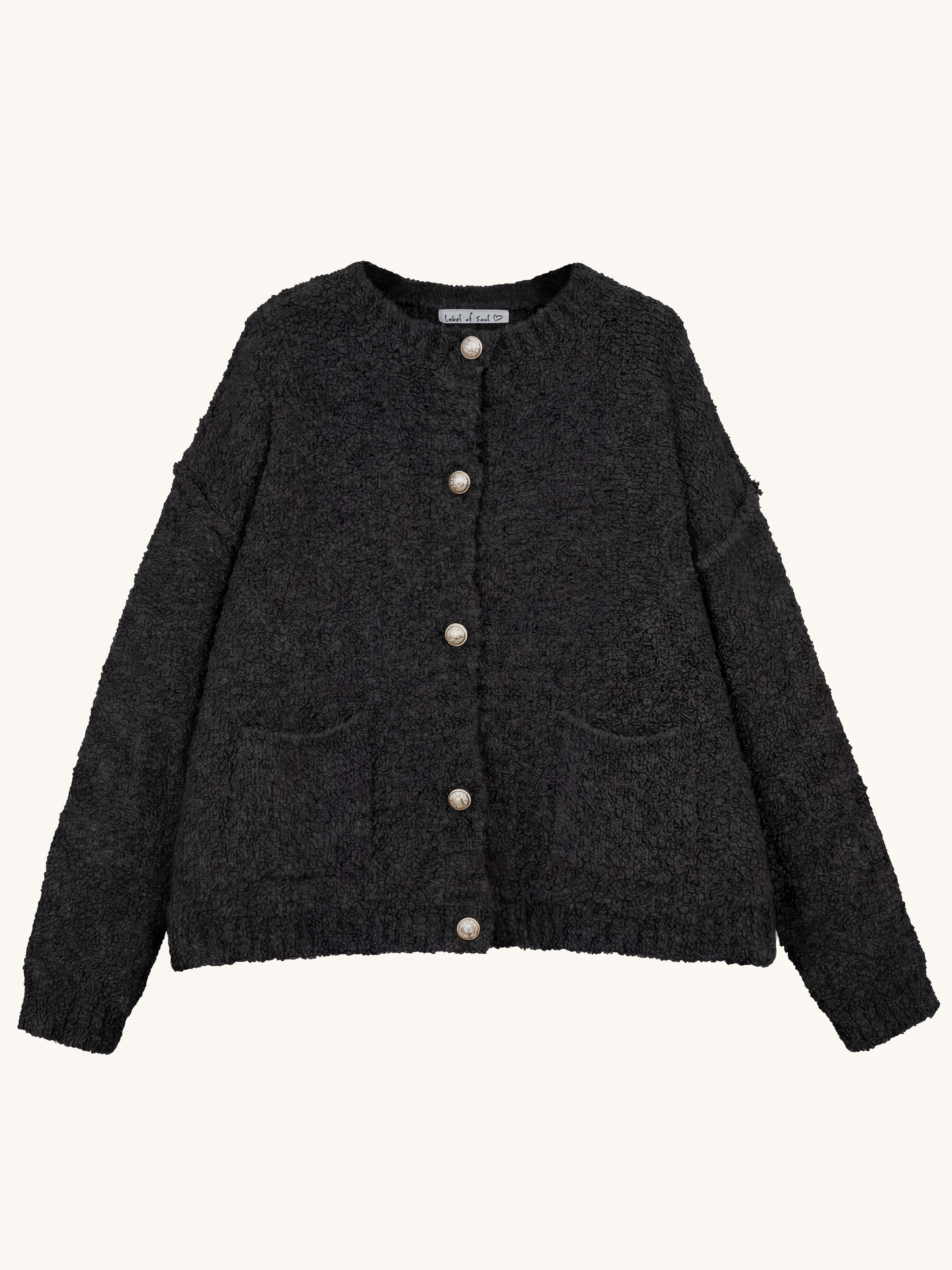PREMIUM Bouclé Cardigan - Schwarz