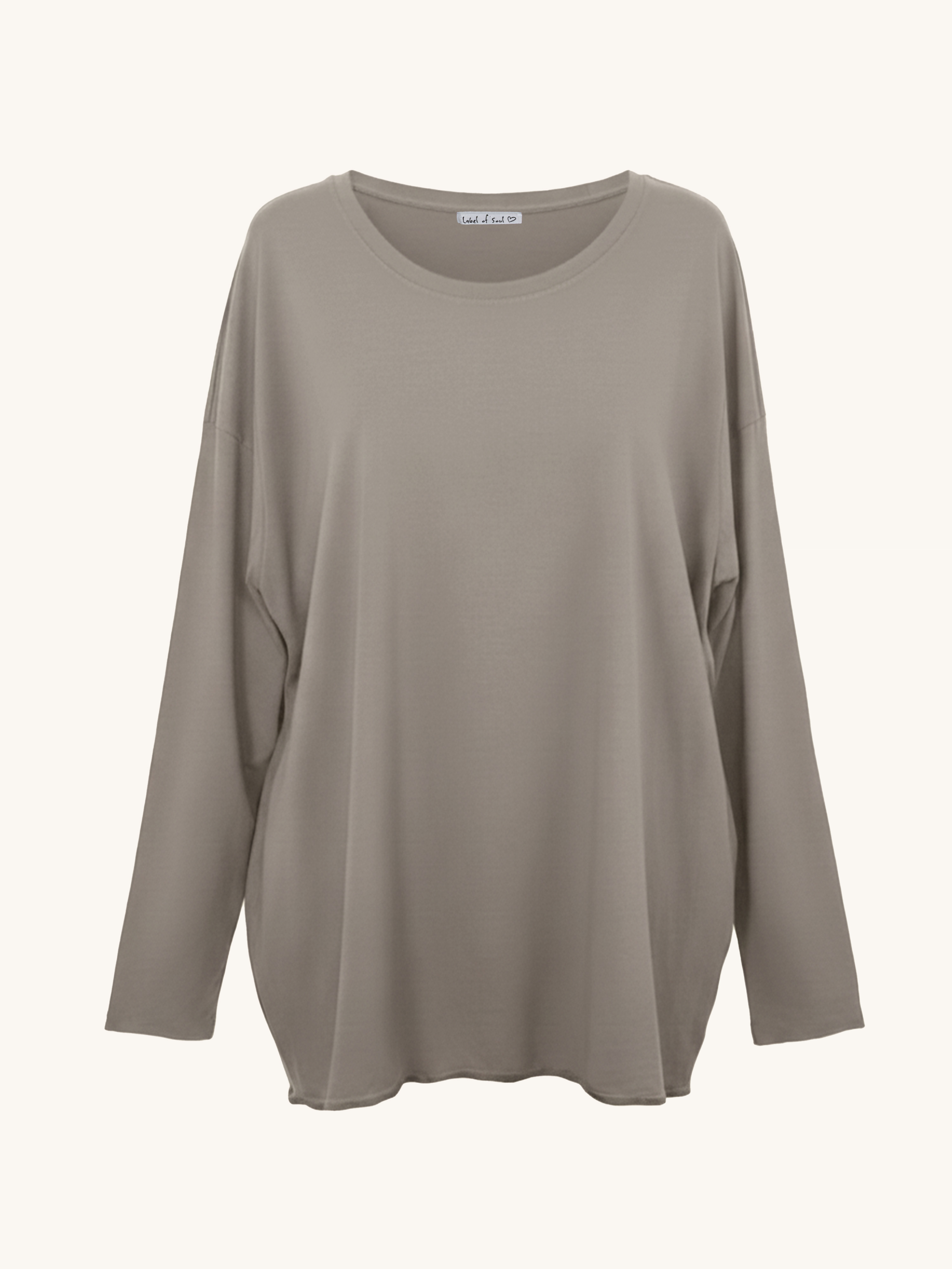 Basic Long Langarmshirt - Taupe
