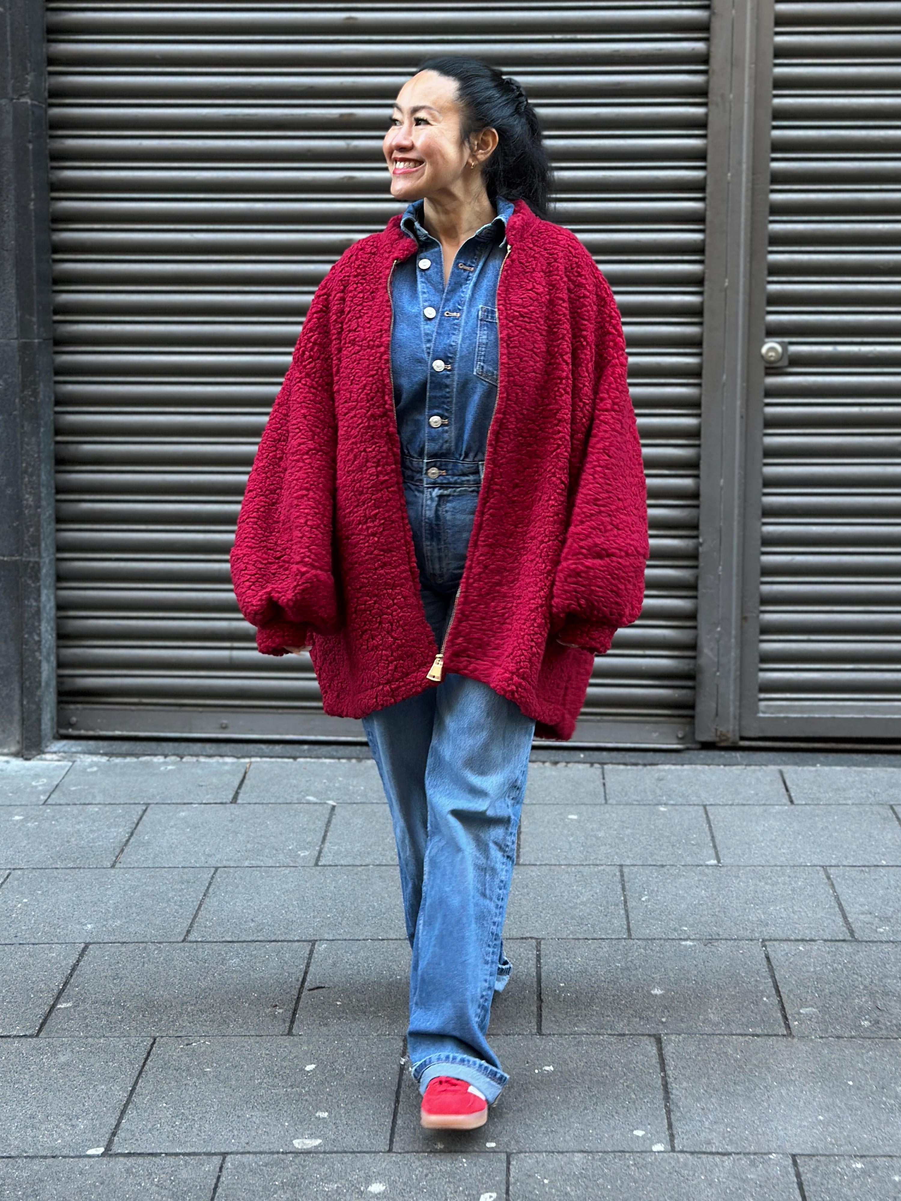 Teddylook Jacke mit Zipper - ICON - Rouge Teddylook Jacke mit Zipper - ICON - Rouge