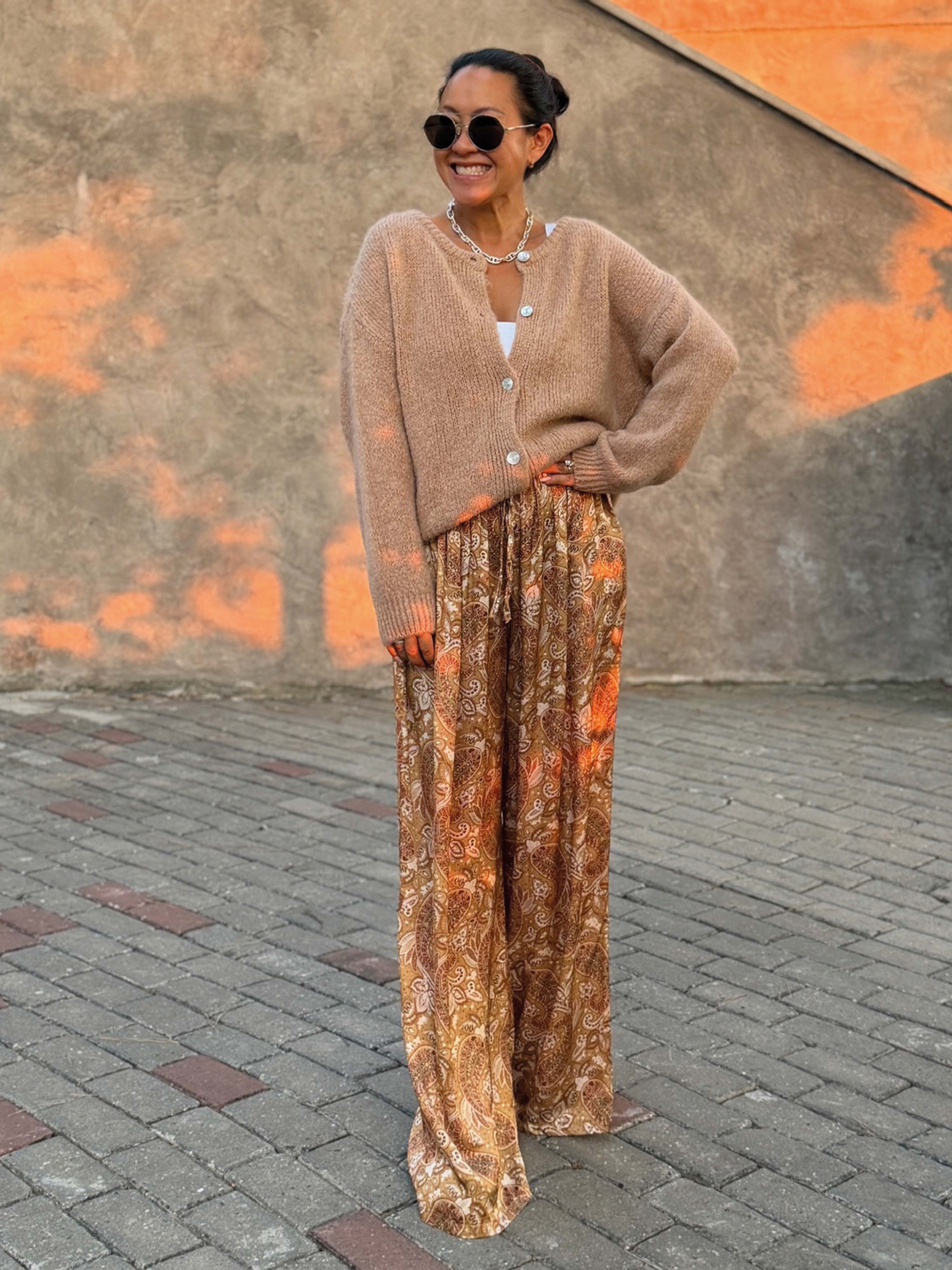 Strickjacke mit Baby-Alpakawollanteil - Camel