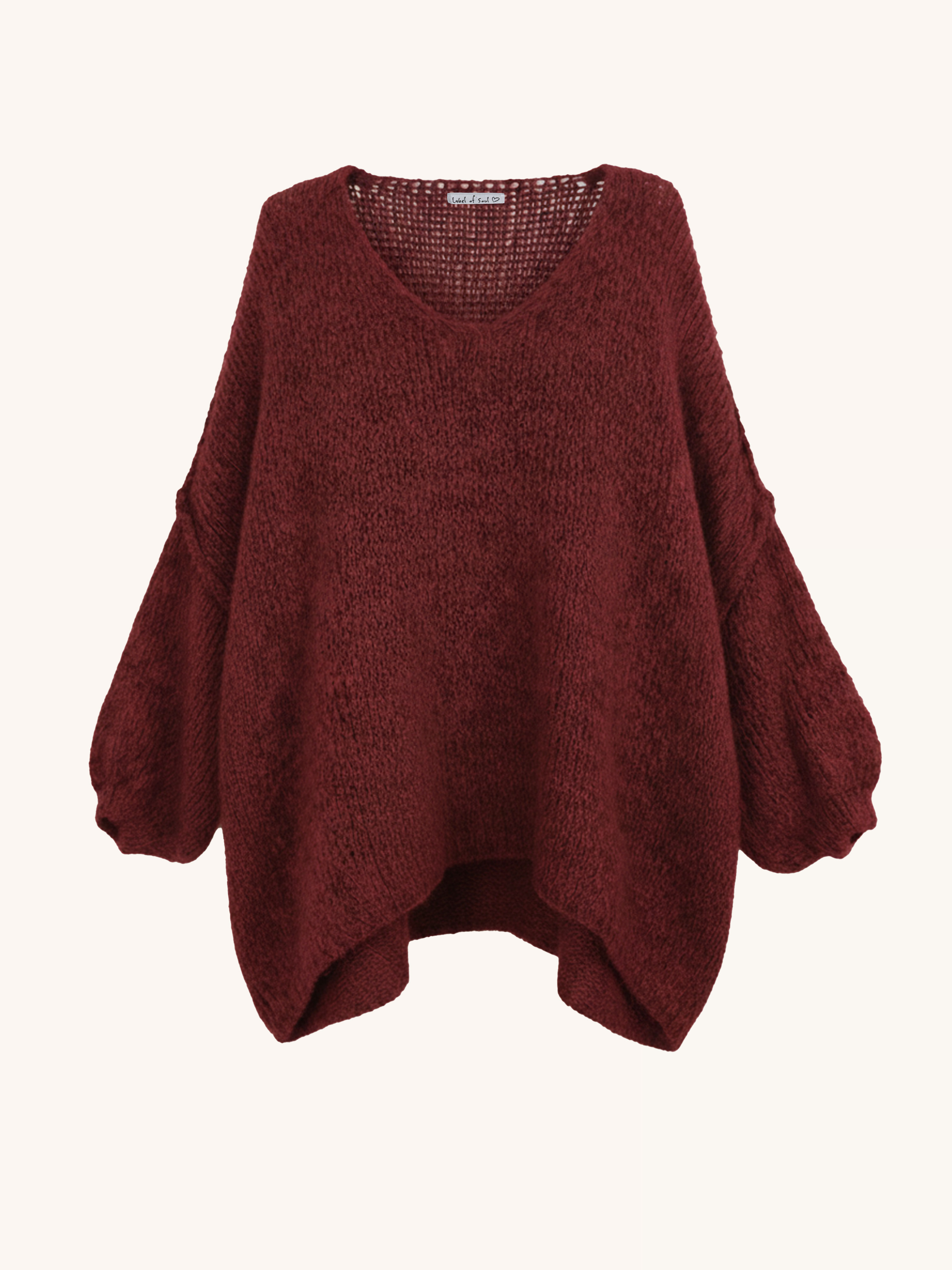 Oversize Strickpullover mit V-Ausschnitt FLAUSCHI TALL - Burgundy Oversize Strickpullover mit V-Ausschnitt FLAUSCHI TALL - Burgundy
