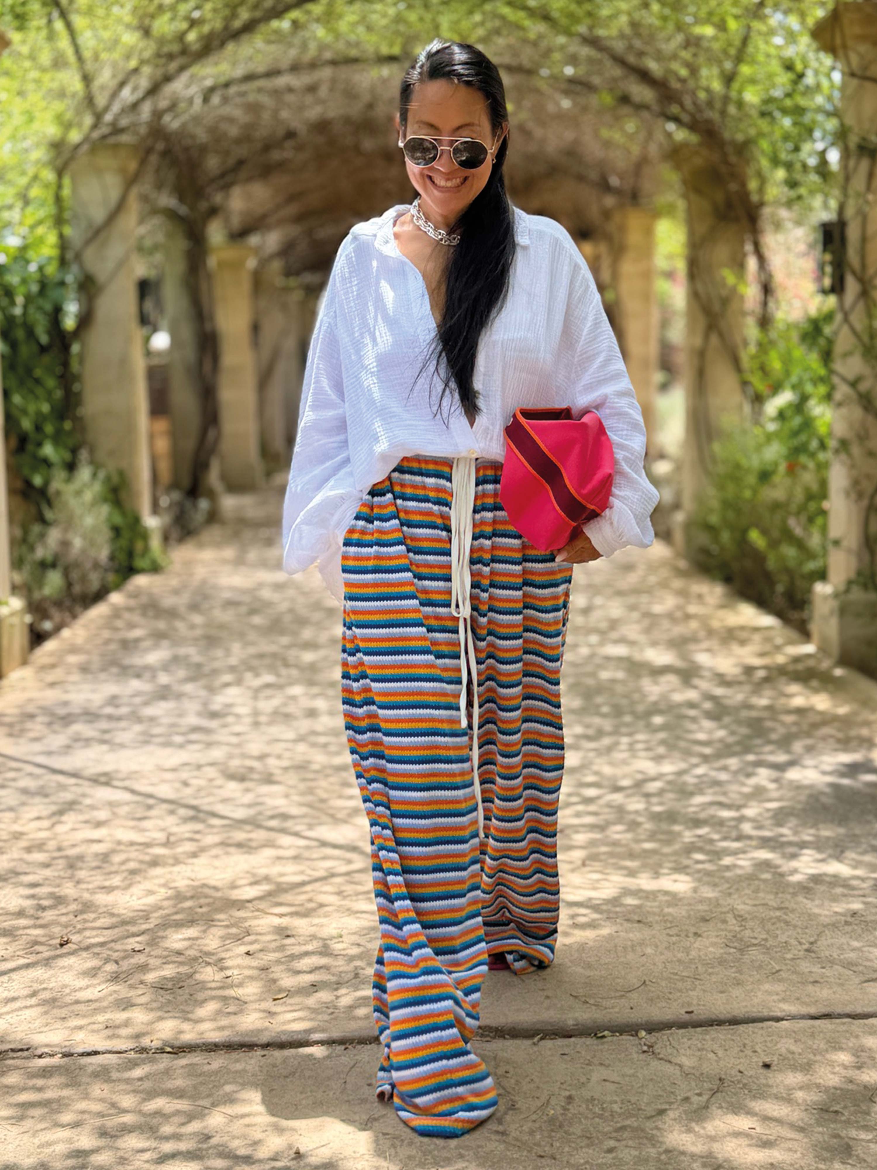 Palazzo Oversize Häckel Hose - IBIZA BREEZE - Stripes Blau/Gelb