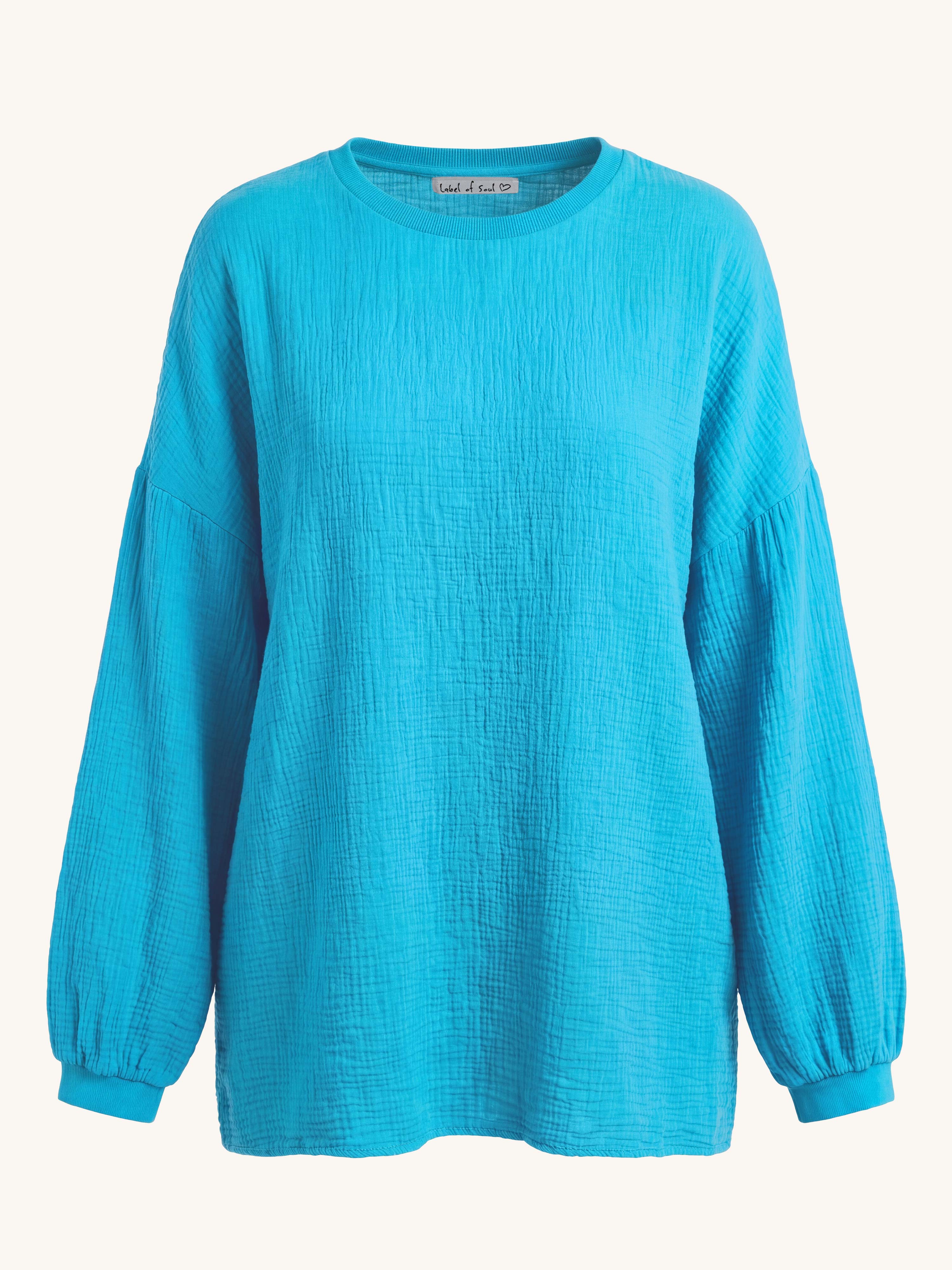 Musselin Oversize Sweatshirt - Türkis