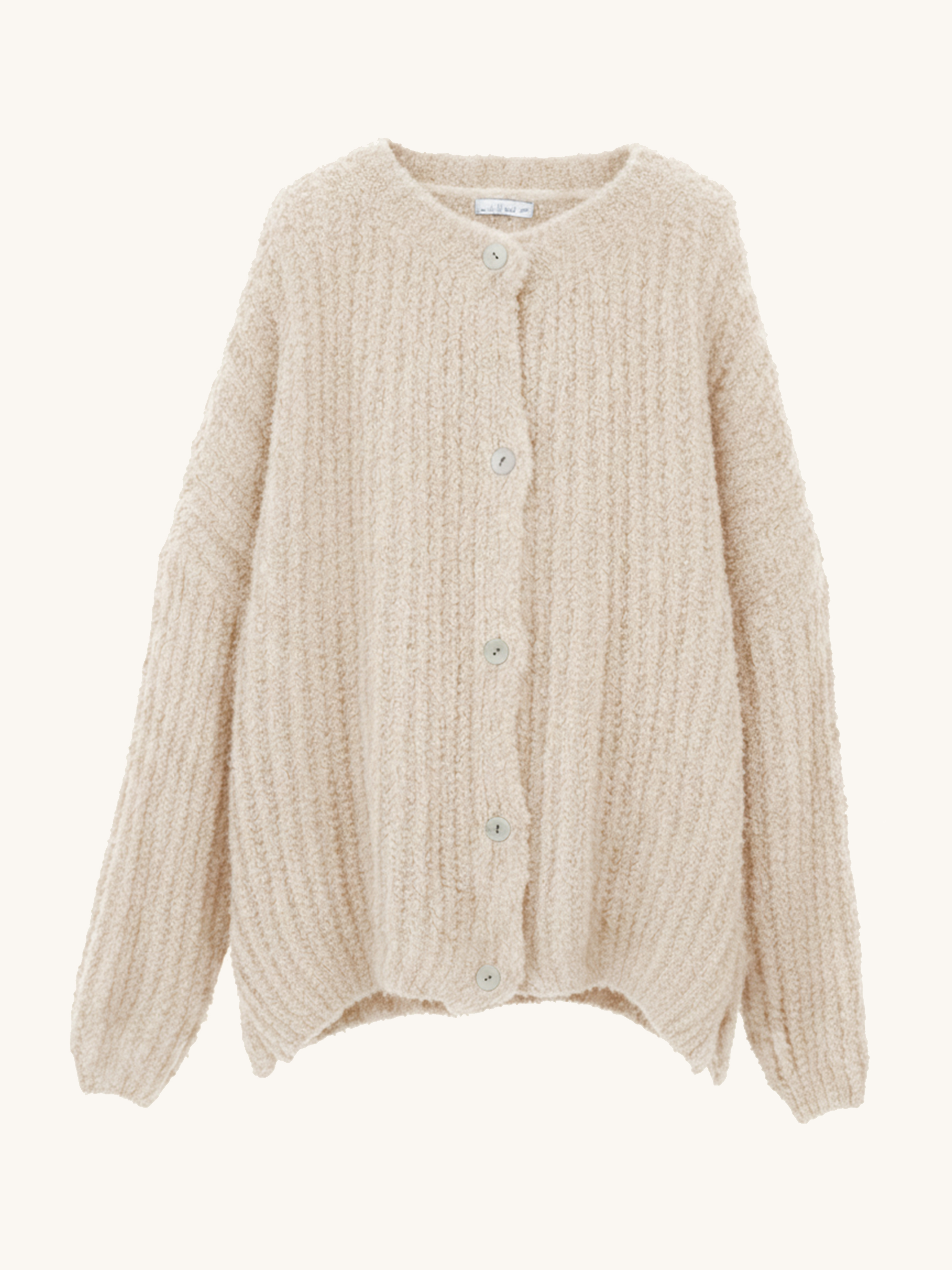 Oversize Bouclé Strickjacke - Creme
