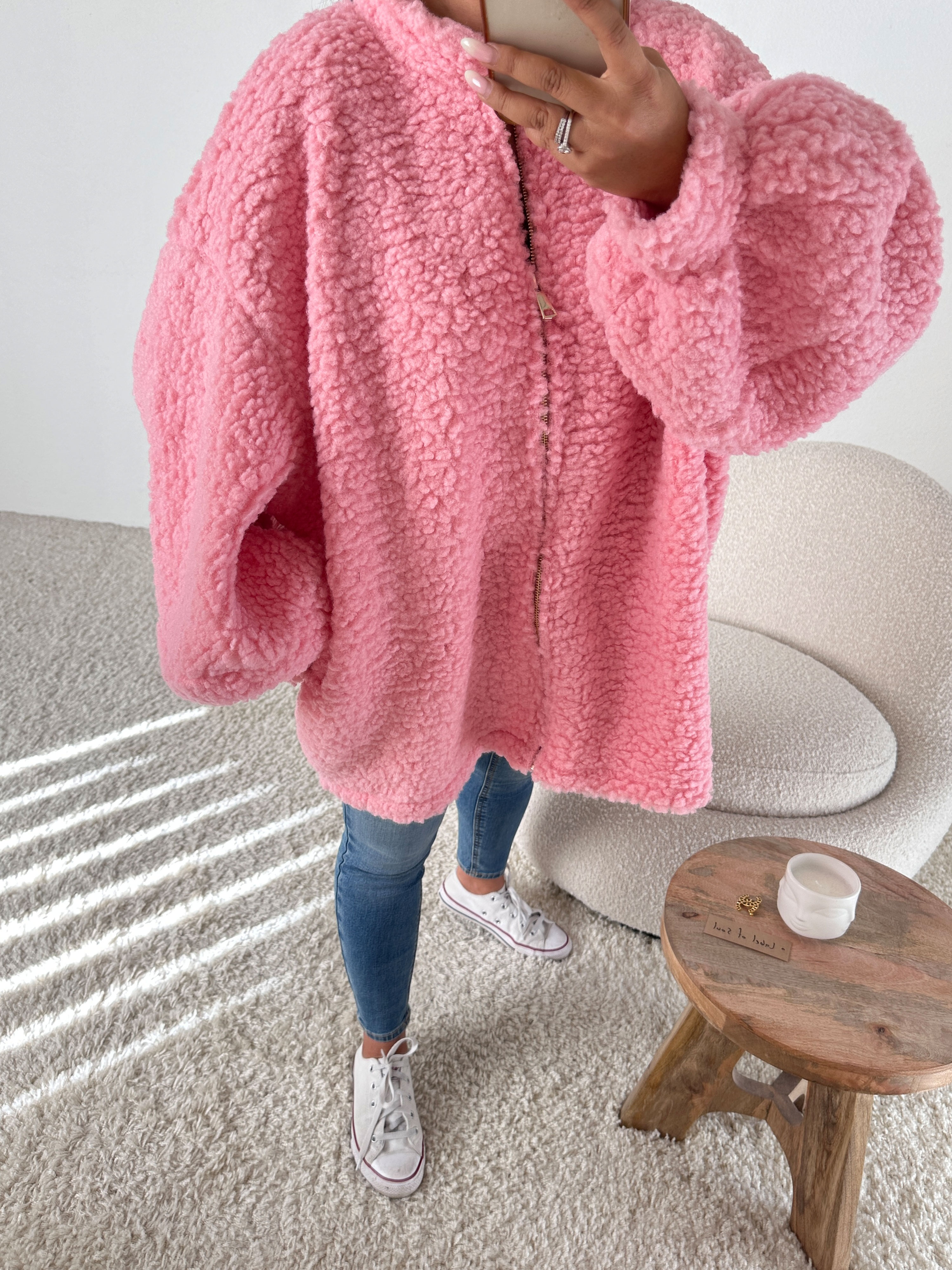 Teddylook Jacke mit Zipper - ICON - Rosa Teddylook Jacke mit Zipper - ICON - Rosa