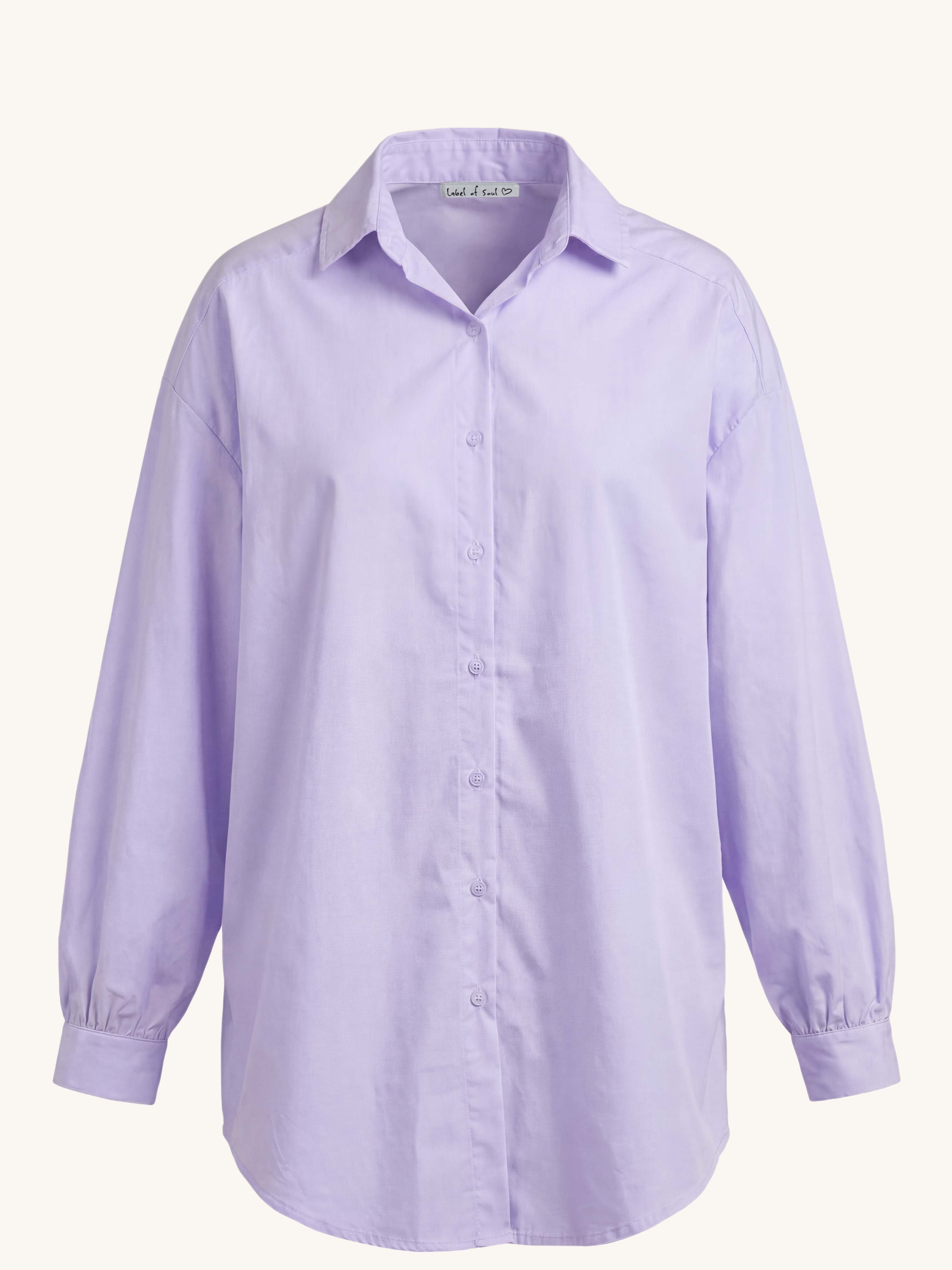 Cotton Long Oversize Hemdbluse - Flieder