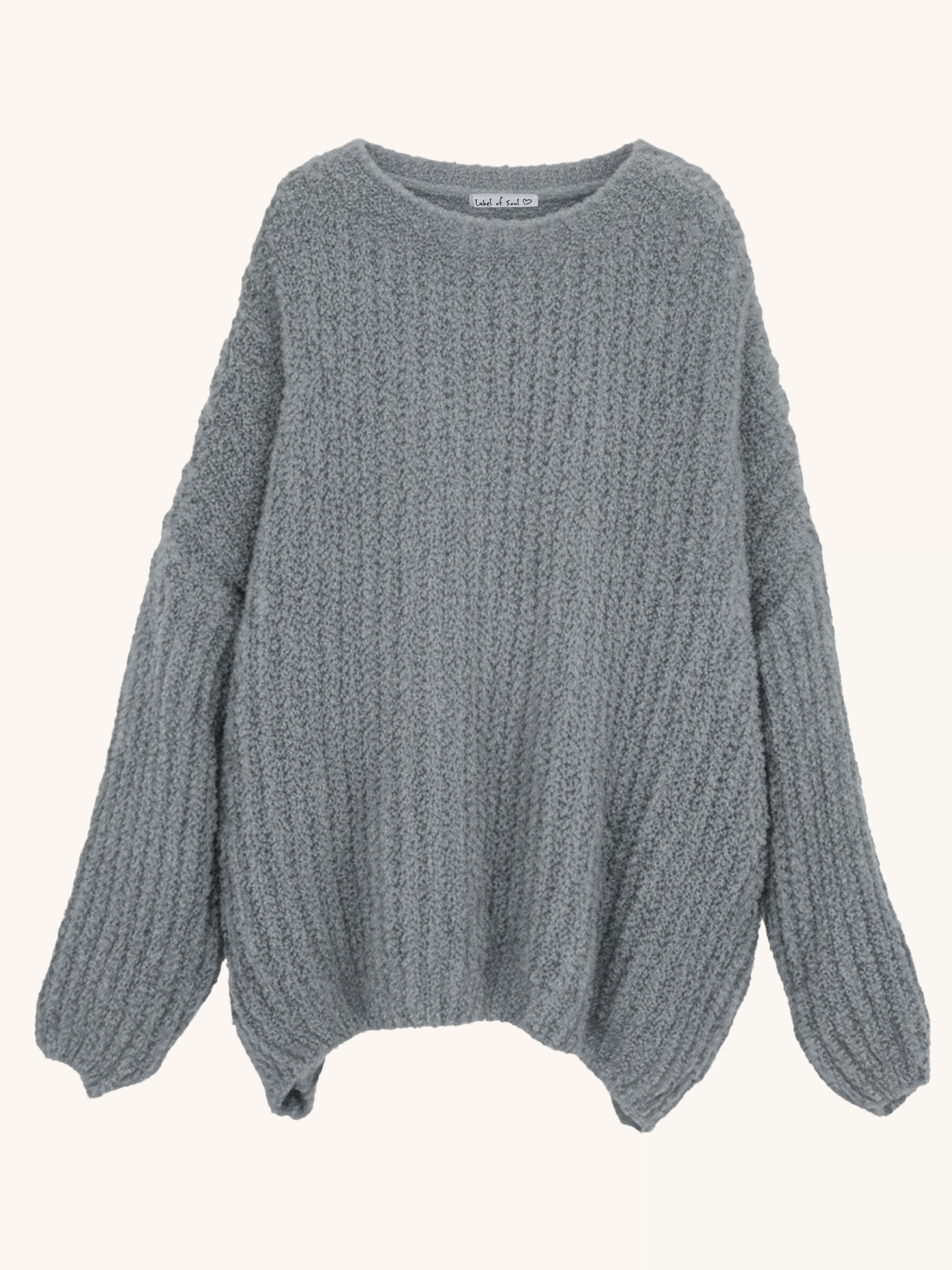 Oversize Bouclé Grob Strickpullover - Anthrazit