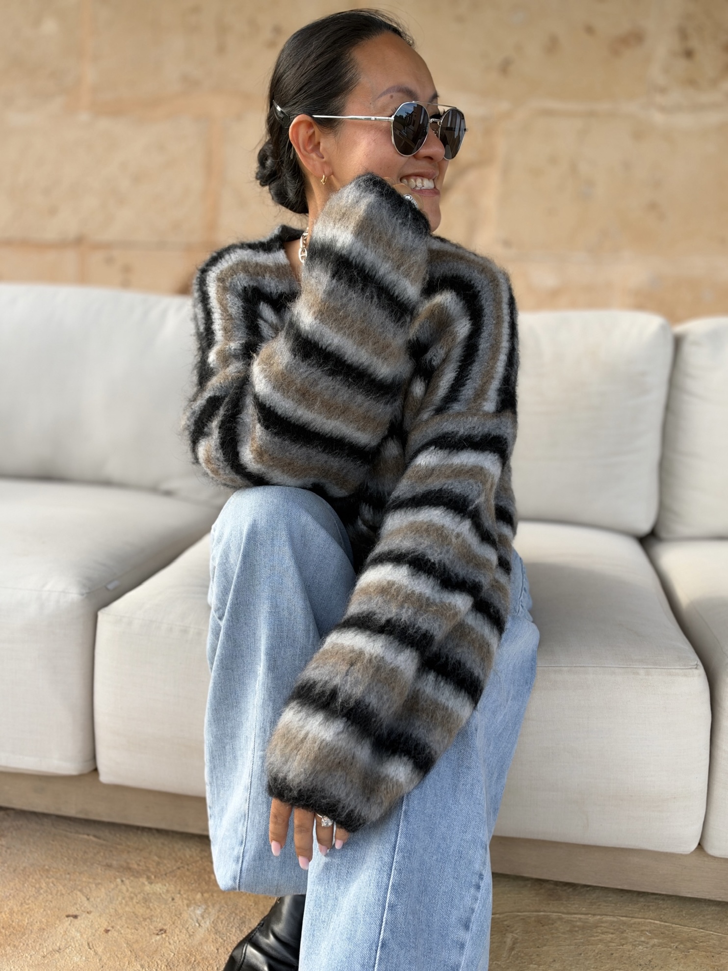 Oversize Cardigan - FLUFFY - Schwarz