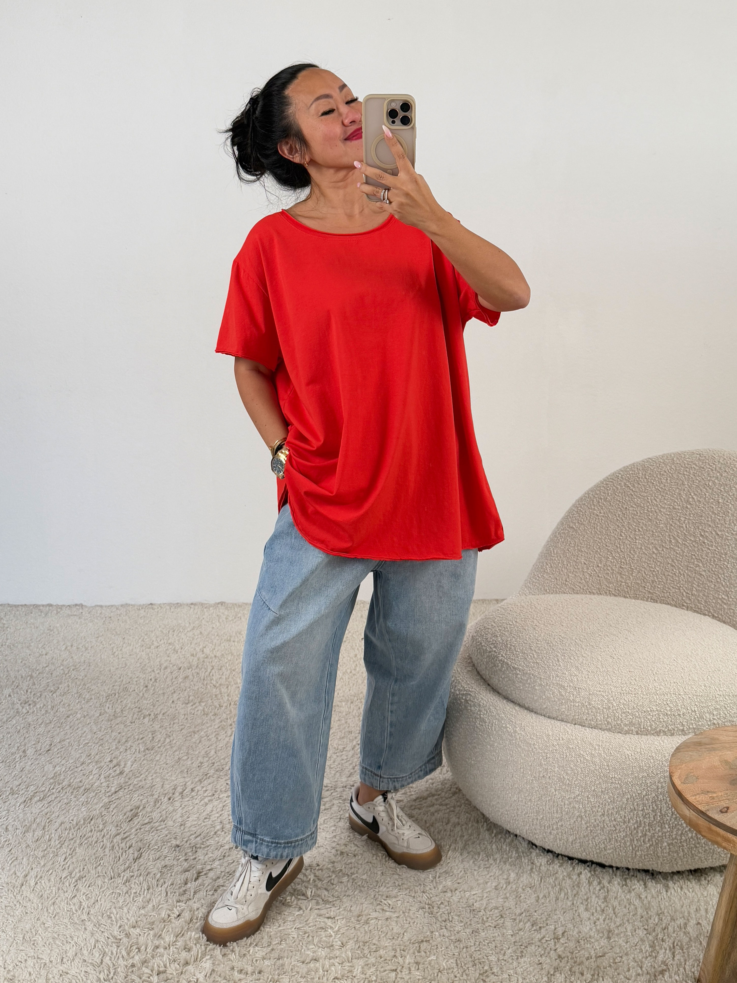Basic Kurzarmshirt - Rot