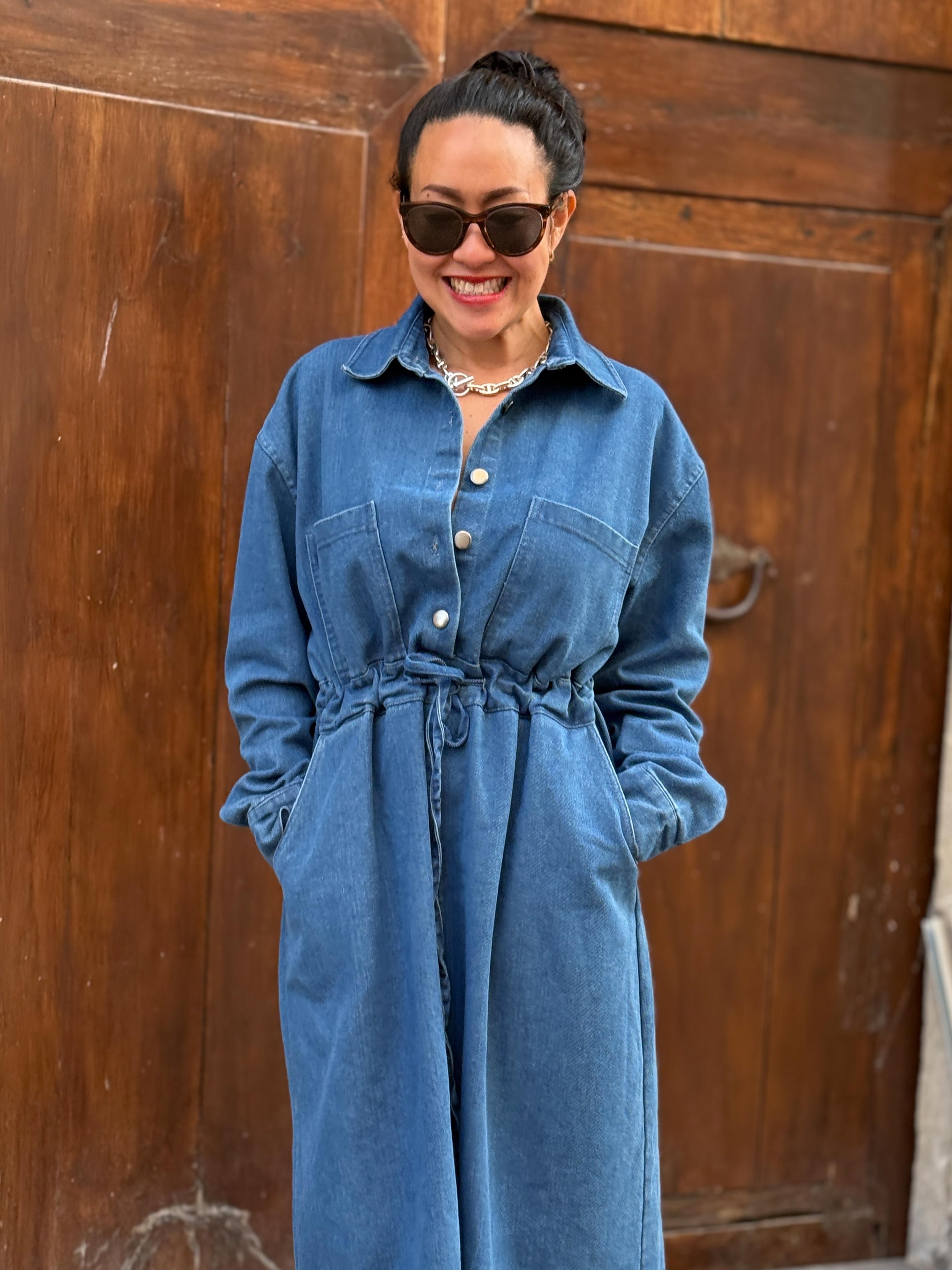 Jeans Kleid mit Gürtel - Medium Blue Jeans Kleid mit Gürtel - Medium Blue