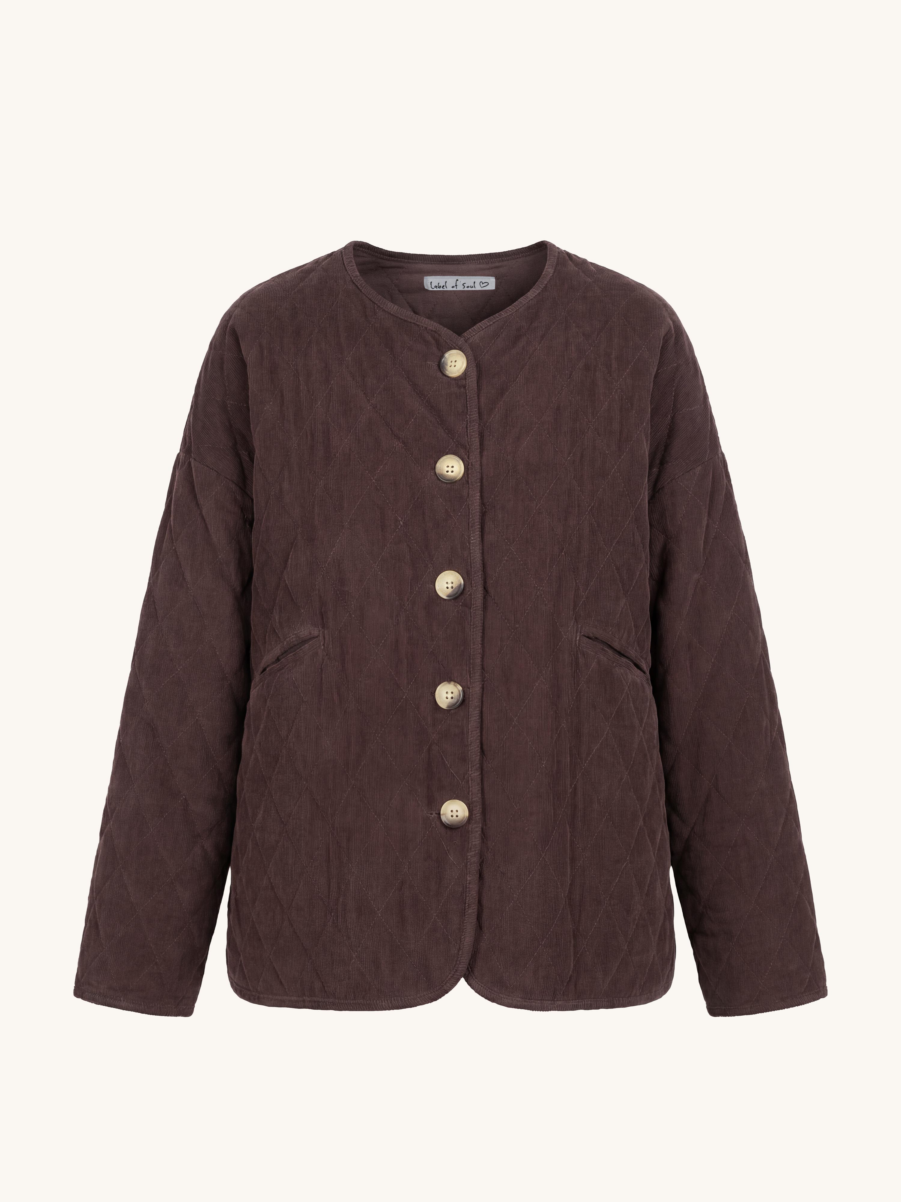 Fein Cordjacke mit Steppmuster - Schoko