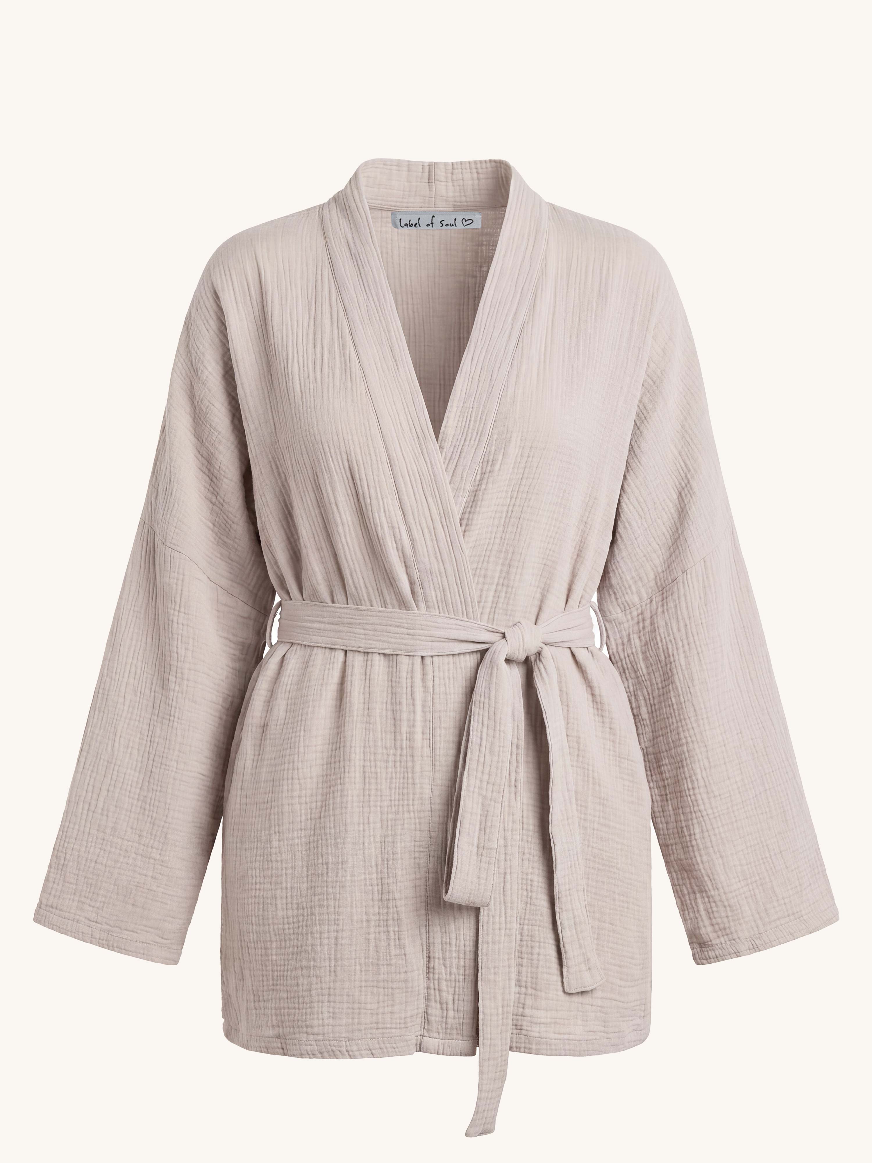 Musselin Wickel Kimono Jacke - NAMASTE - Beige