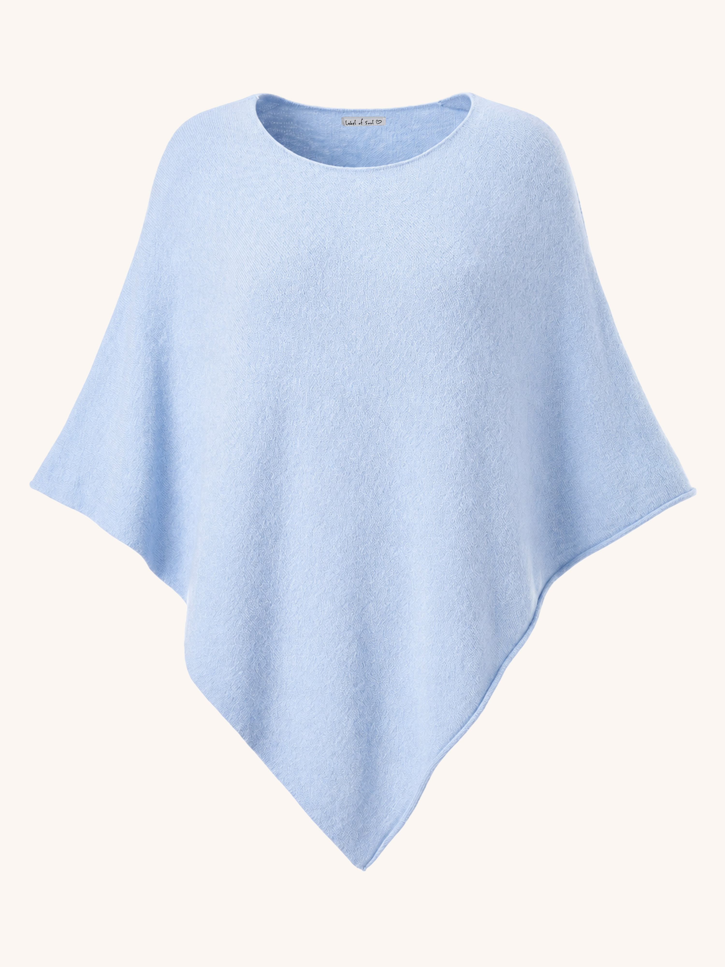 Oversize Viskose Strick Poncho Cape - Hellblau