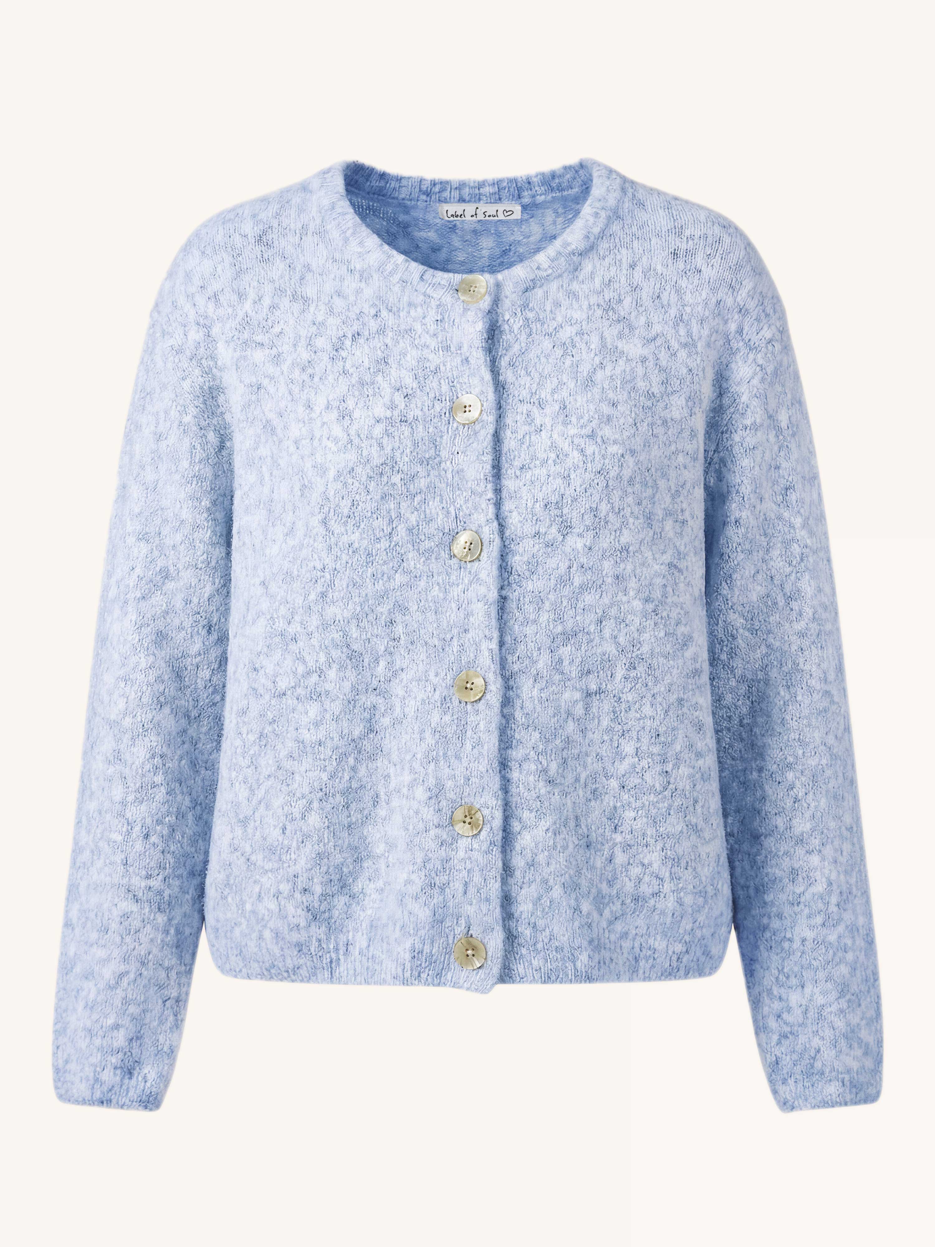 Soft Strickjacke mit Alpakawollanteil - Blau