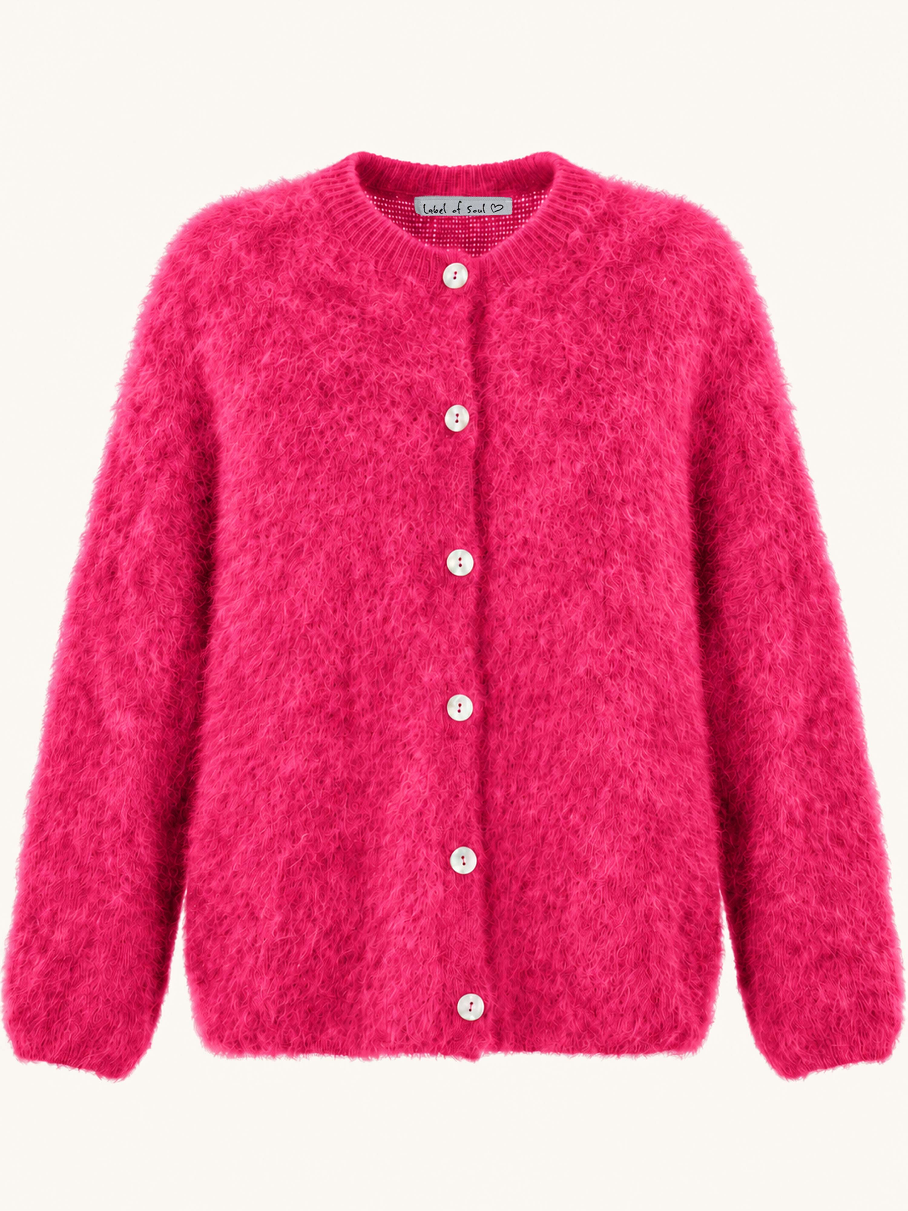 Oversize Strickjacke - FLUFFY - Neon Pink