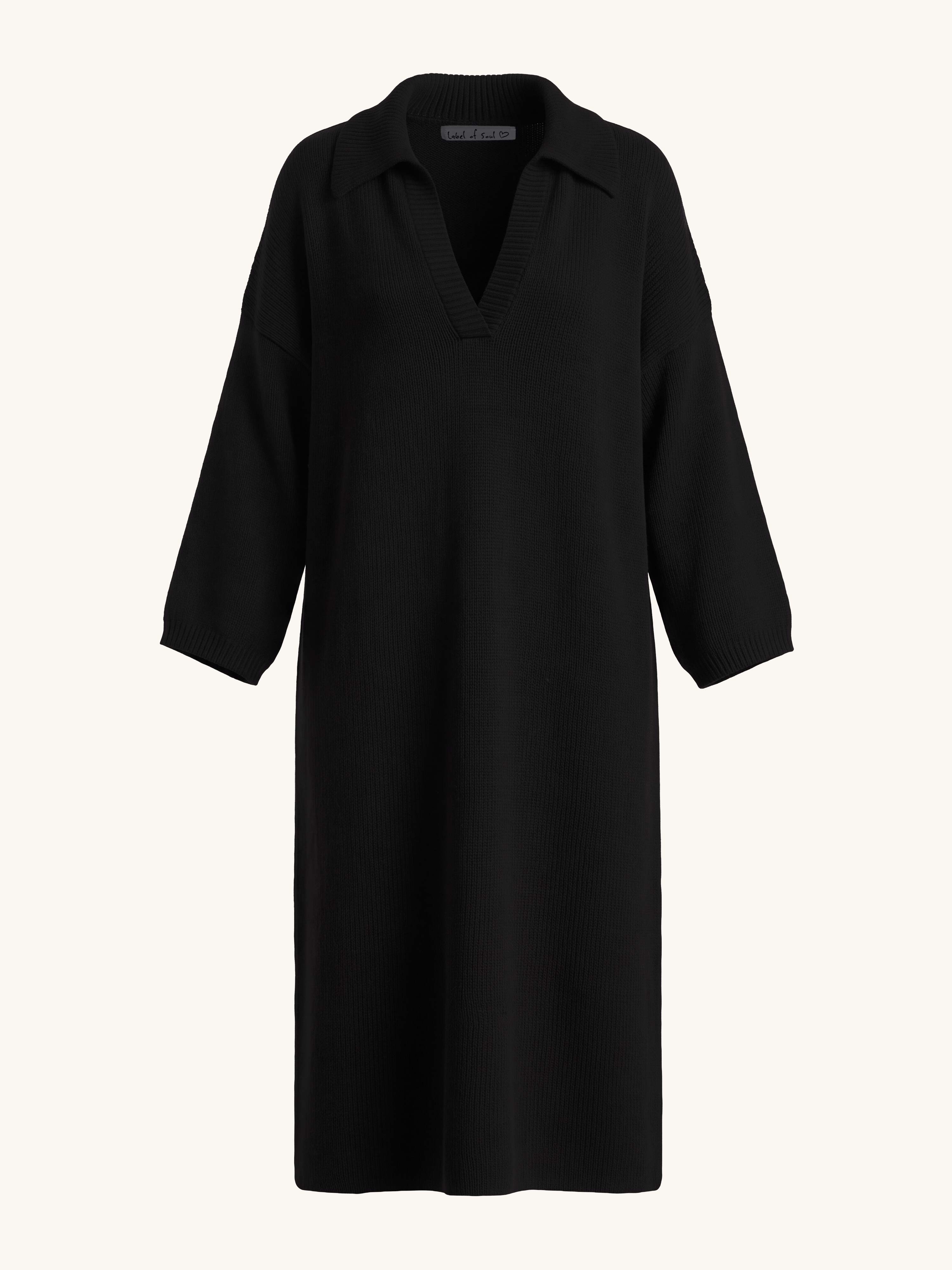 Langarm Strickkleid Santanyi - ONESIZE - Schwarz