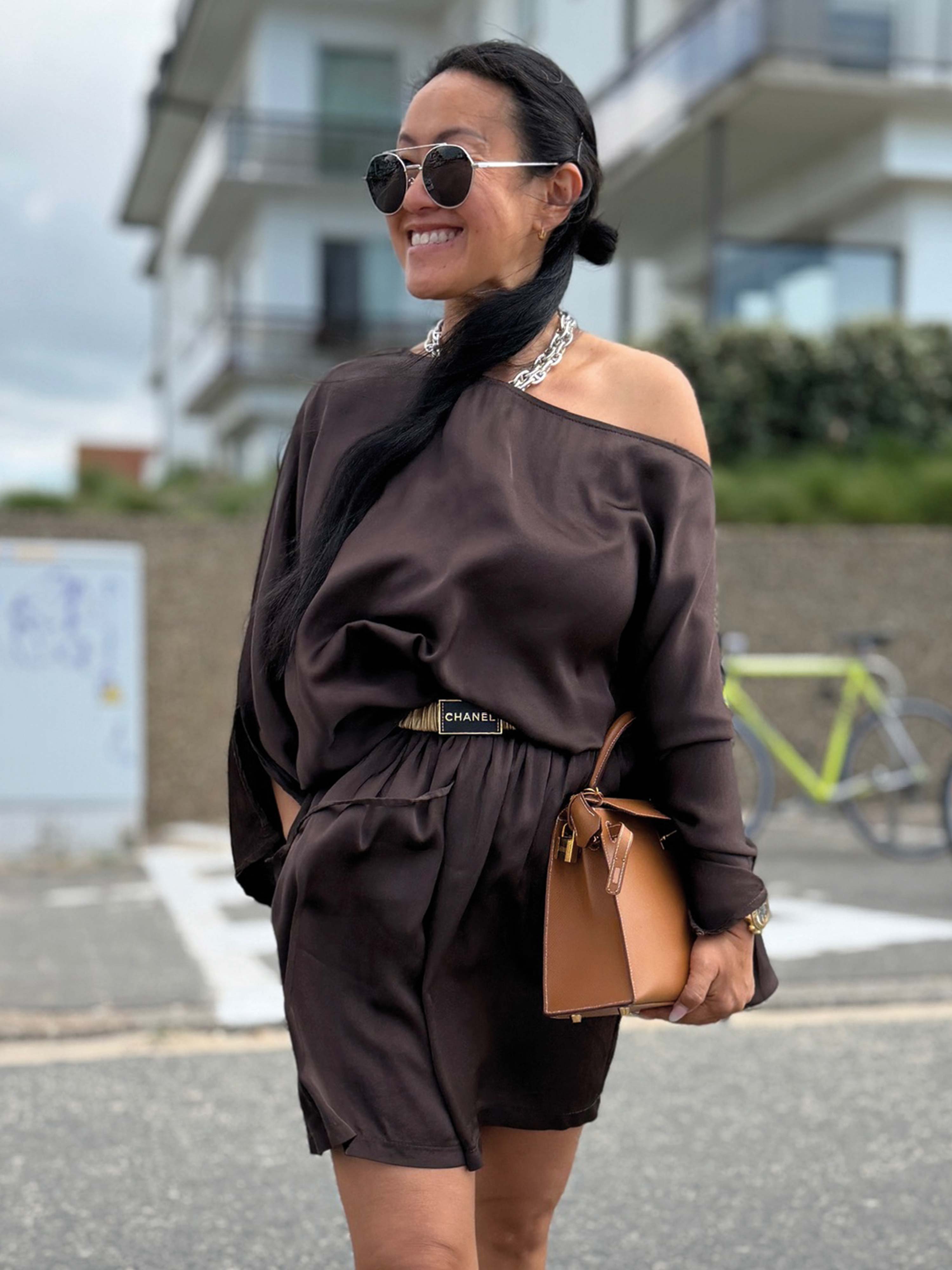 Oversize Viskose Poncho - ELEGANCE - Schoko