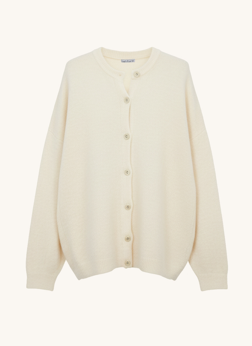 Strickjacke mit Alpakawollanteil - Creme