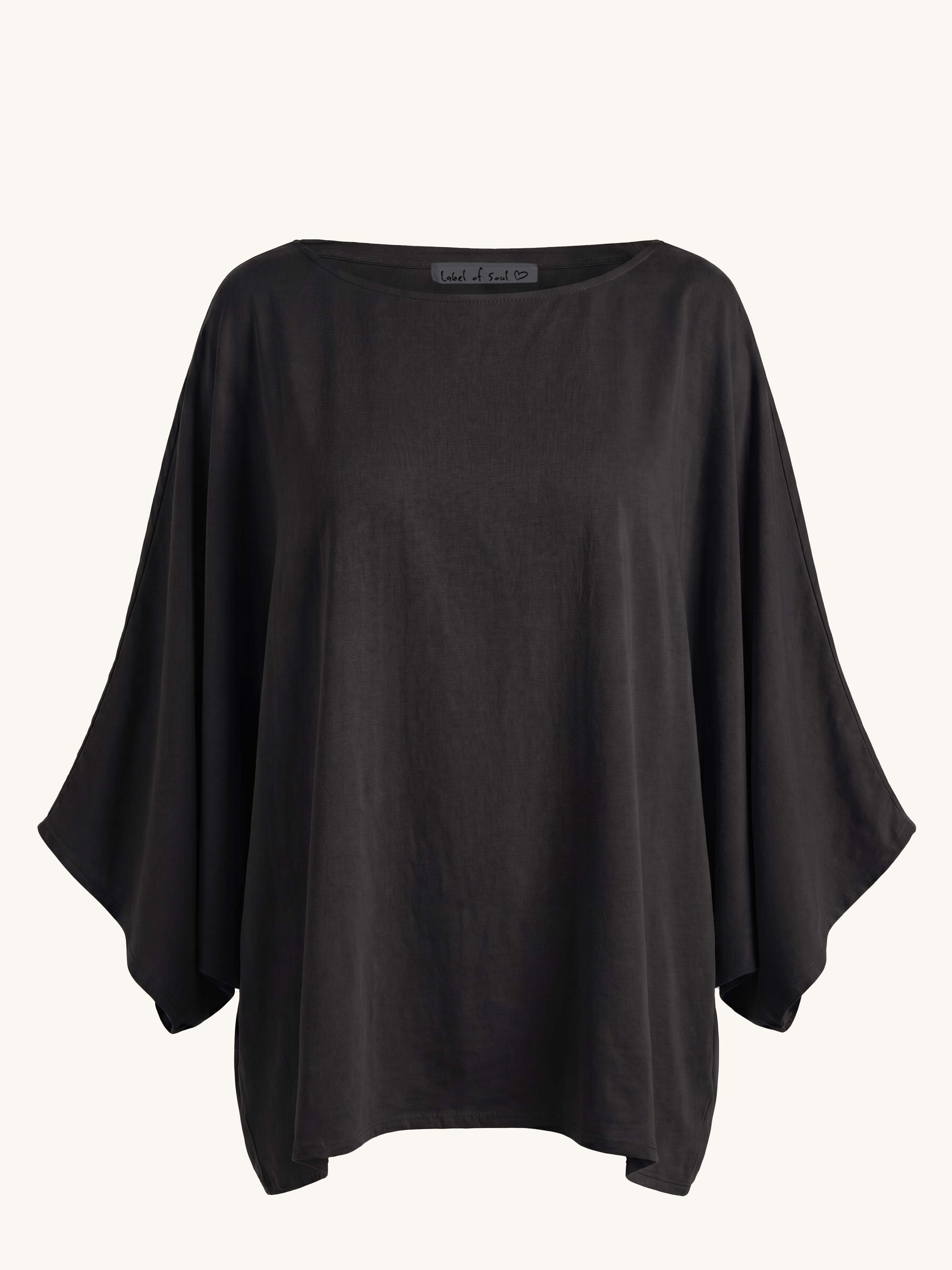 Oversize Cotton Poncho - Schwarz