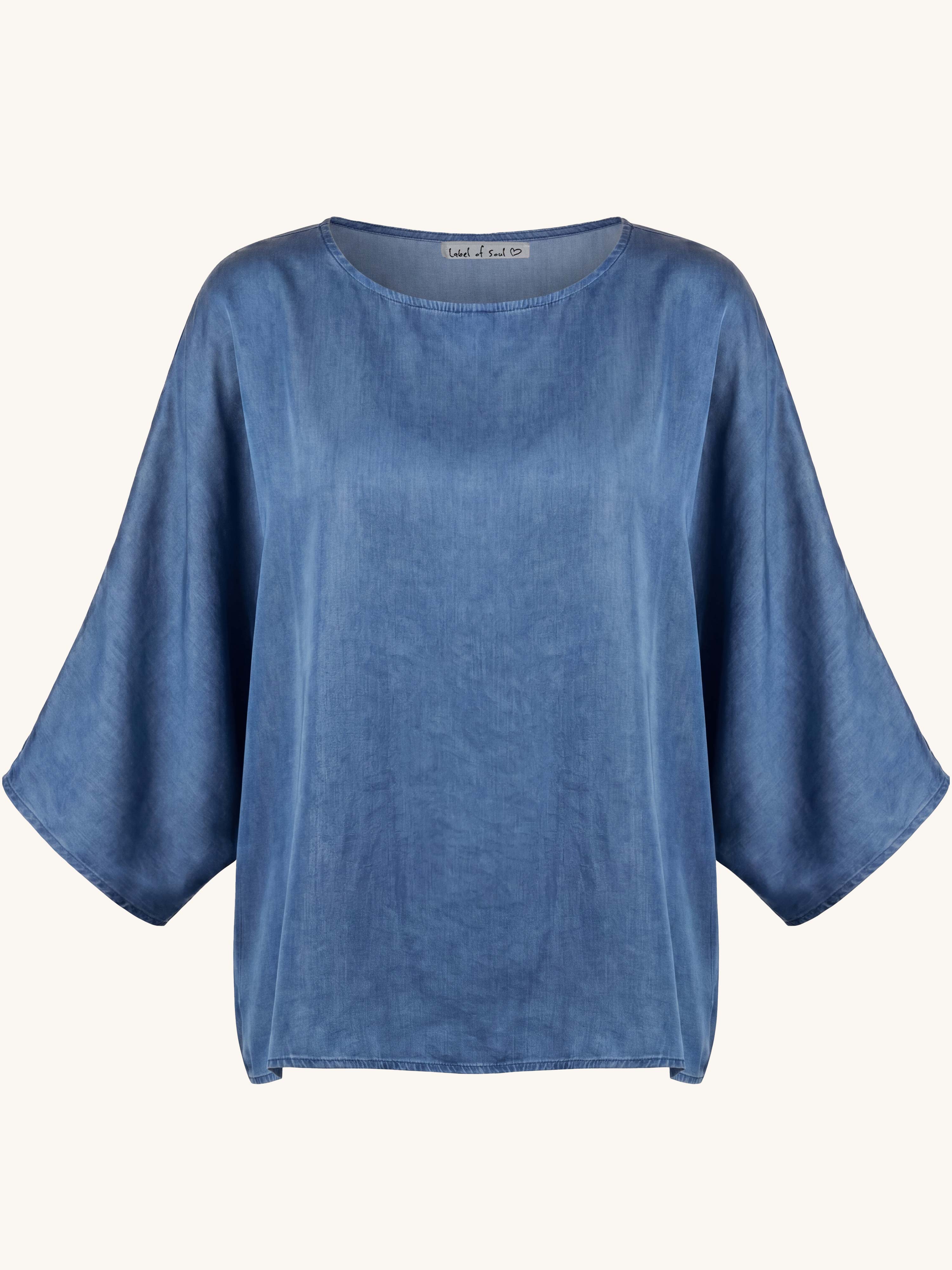 Oversize Lyocell Poncho - ELEGANCE - Medium Blue