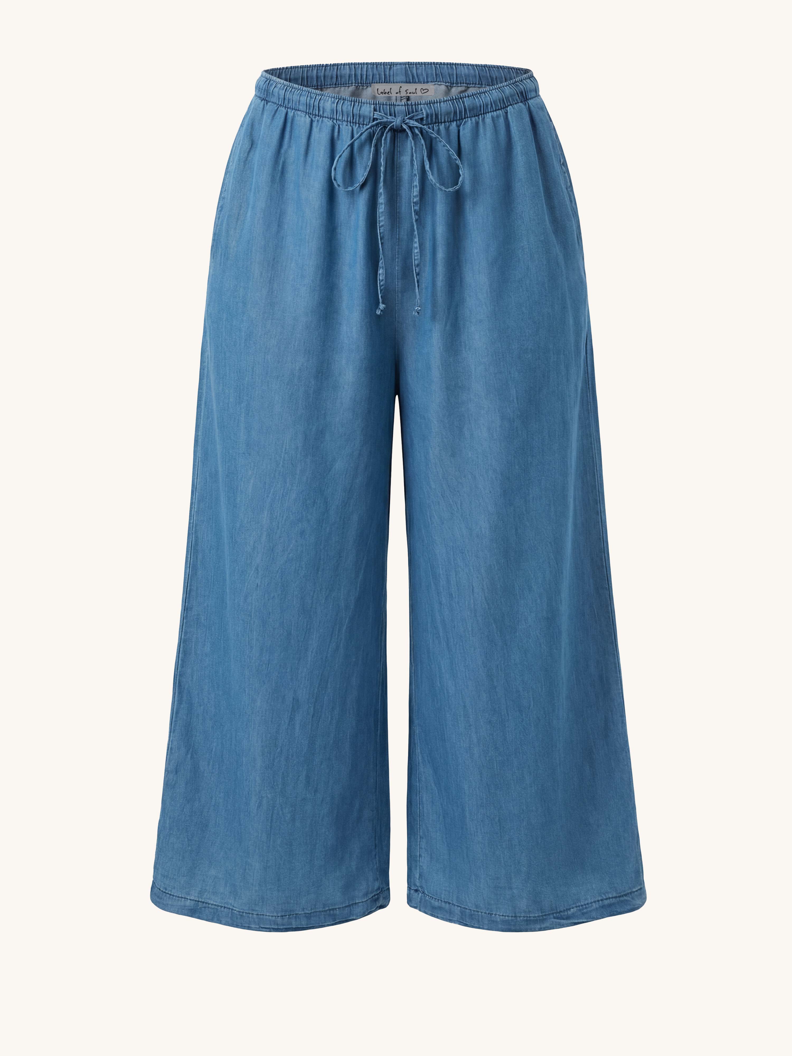 Leichte Lyocell Palazzo Oversize Hose - REGULAR - Medium Blue