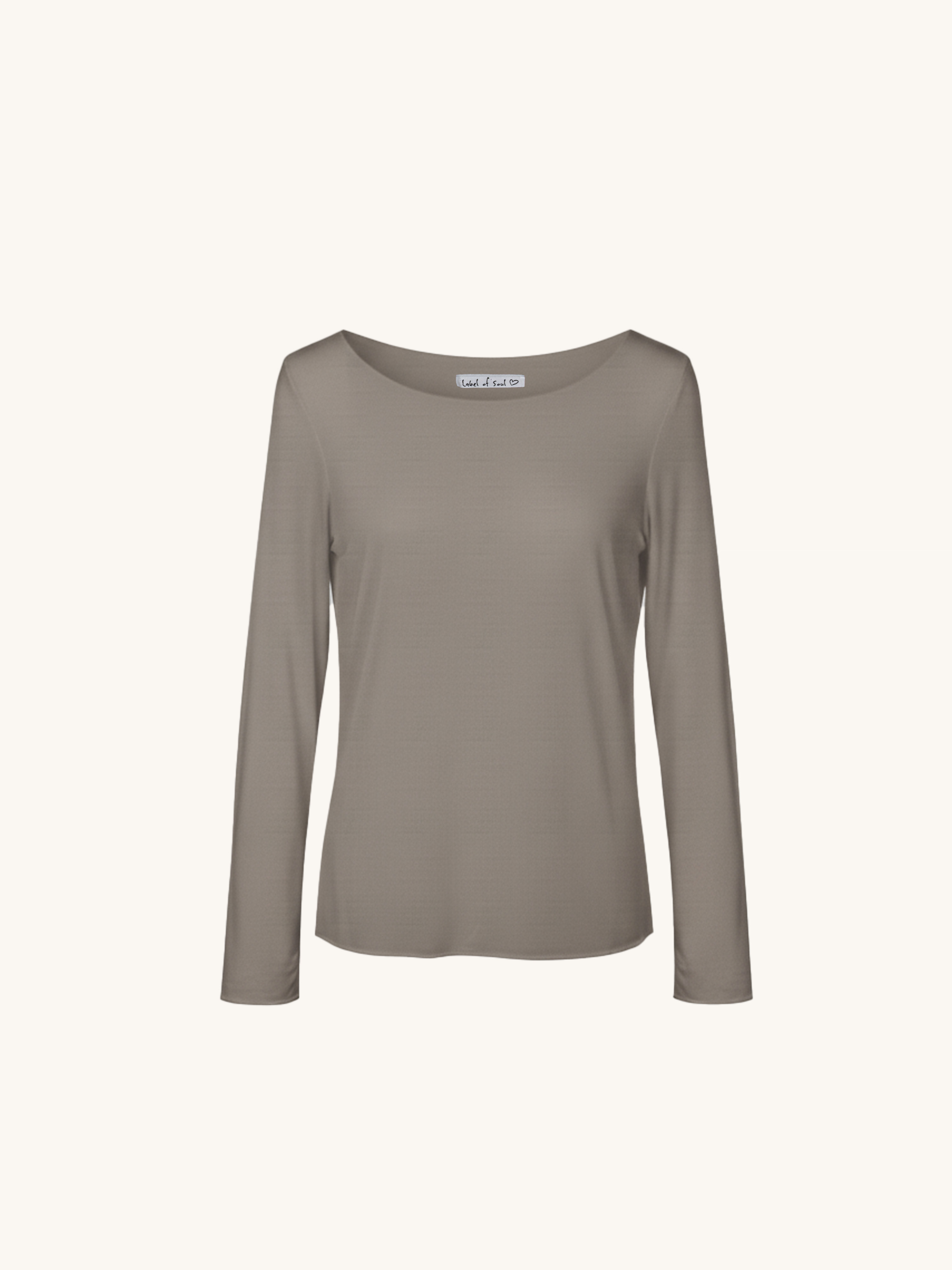 Soft Langarmshirt mit Kaschmiranteil - Taupe