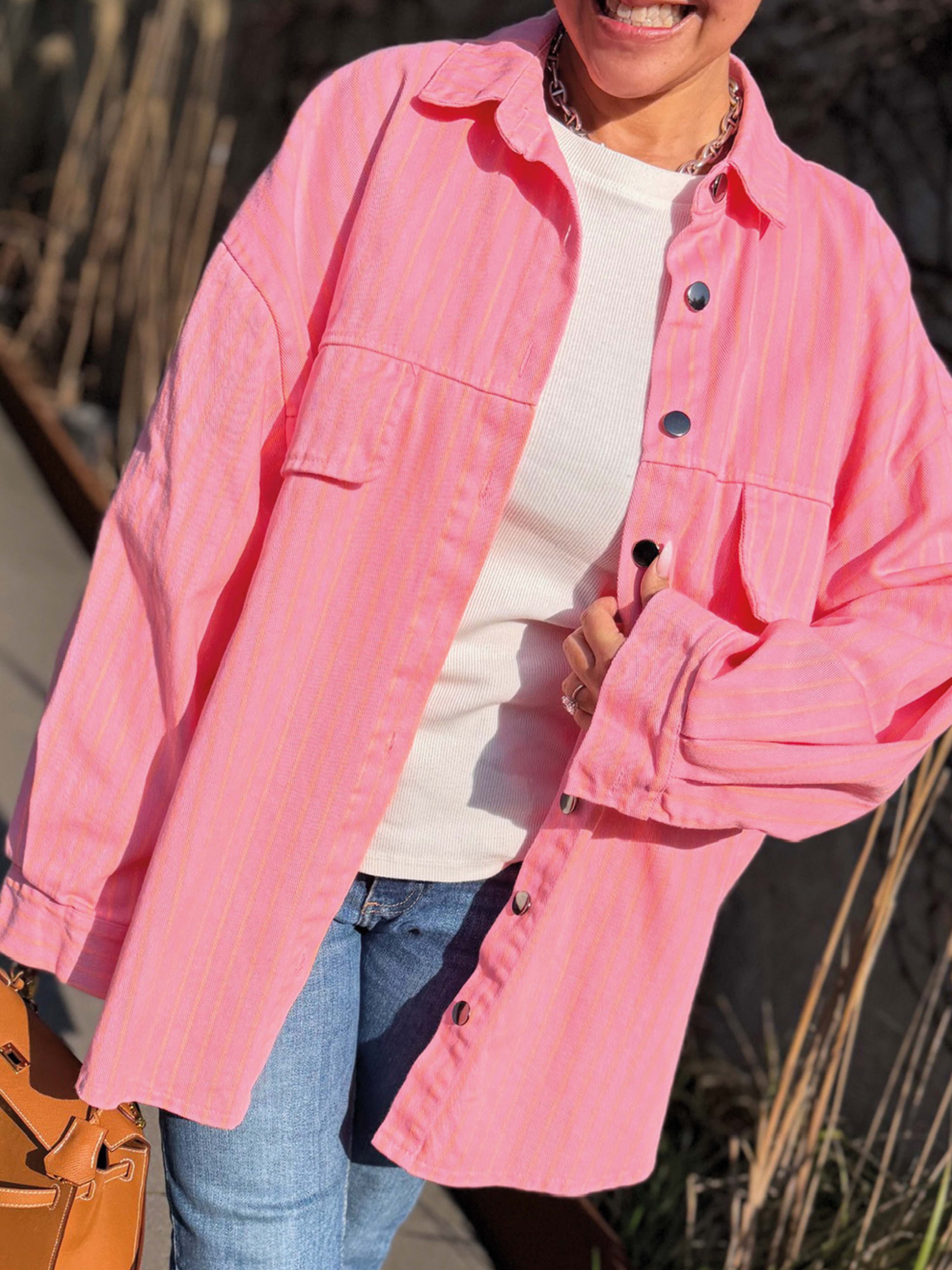 Denim Overshirt Jacke - STRIPES Lollipop