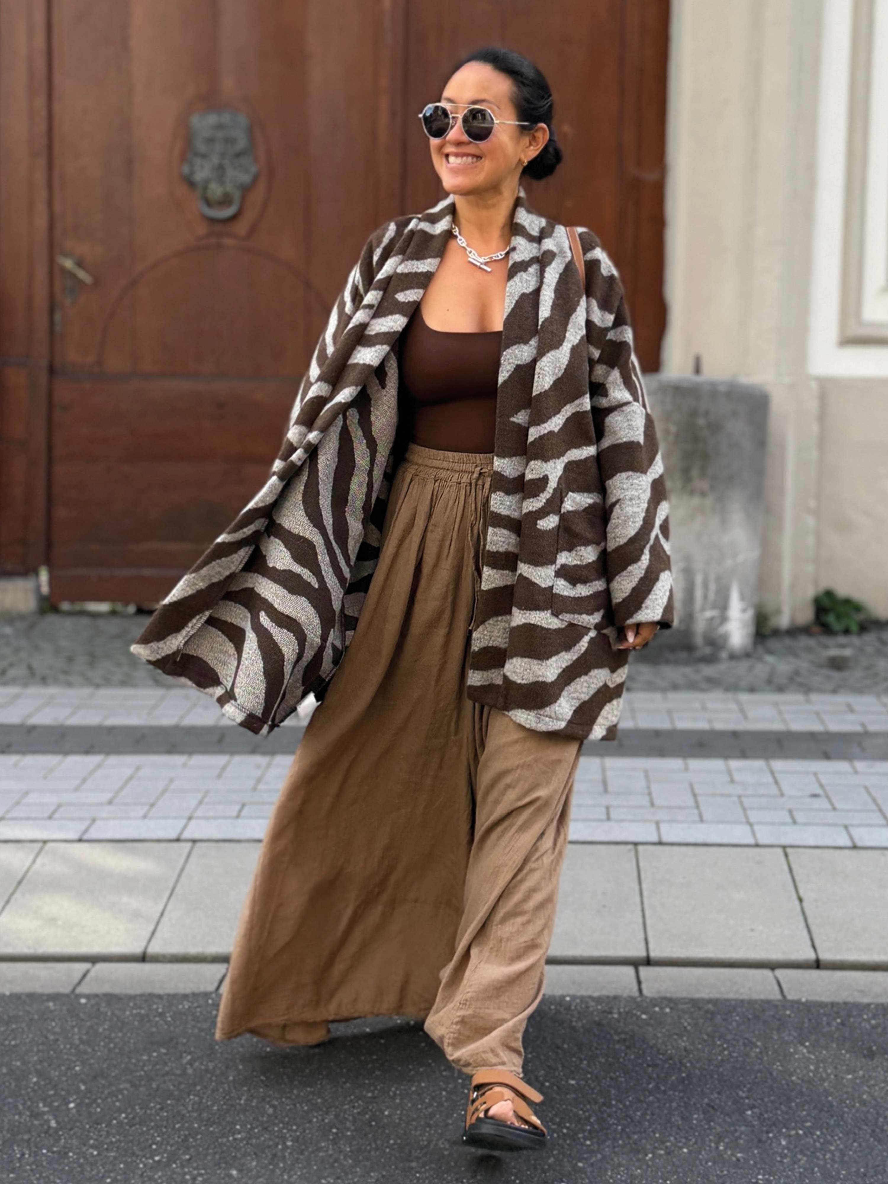 Oversize Blazer Jacke - ZEBRA - Schoko