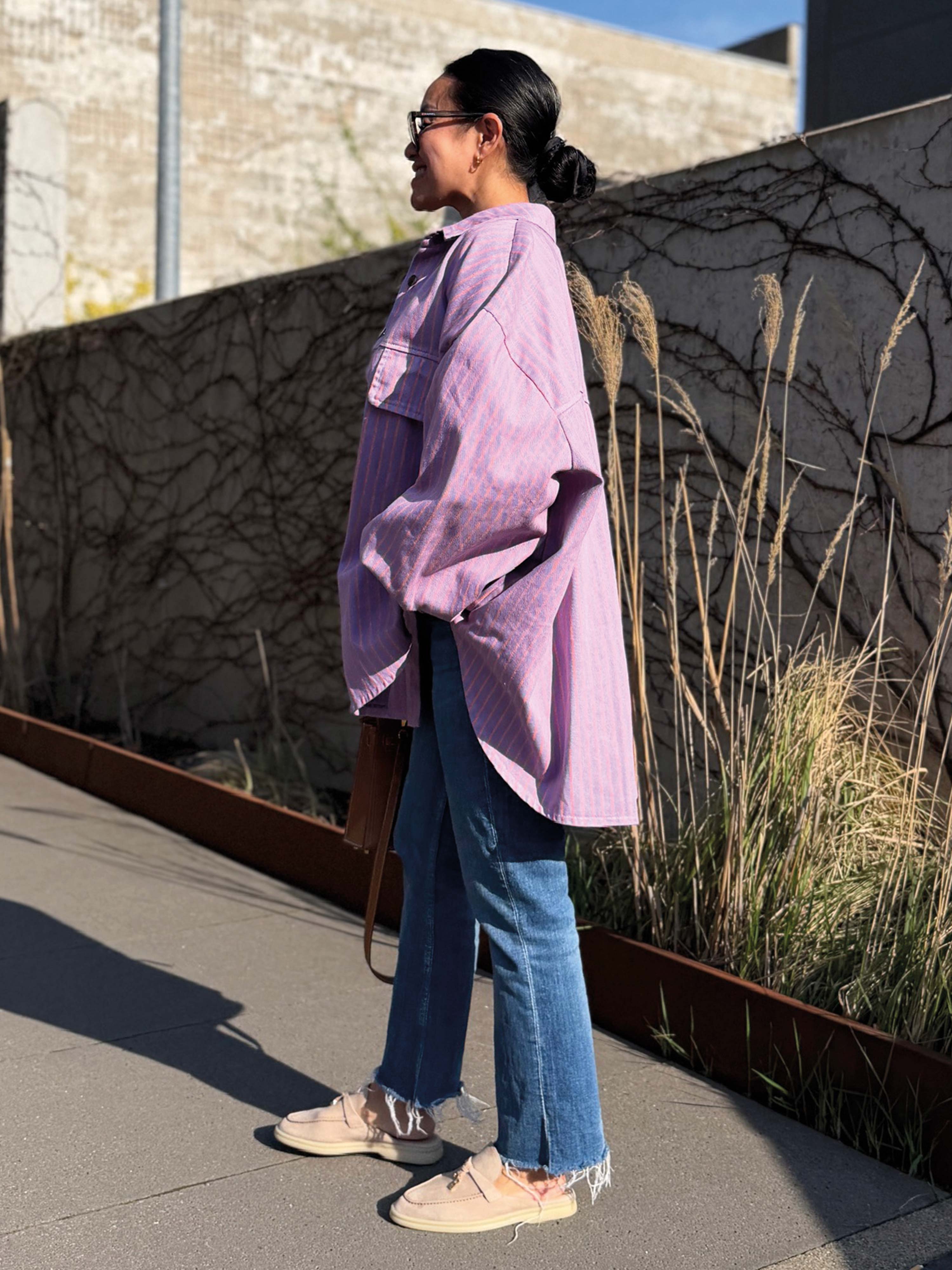 Denim Overshirt Jacke - STRIPES Lavendel