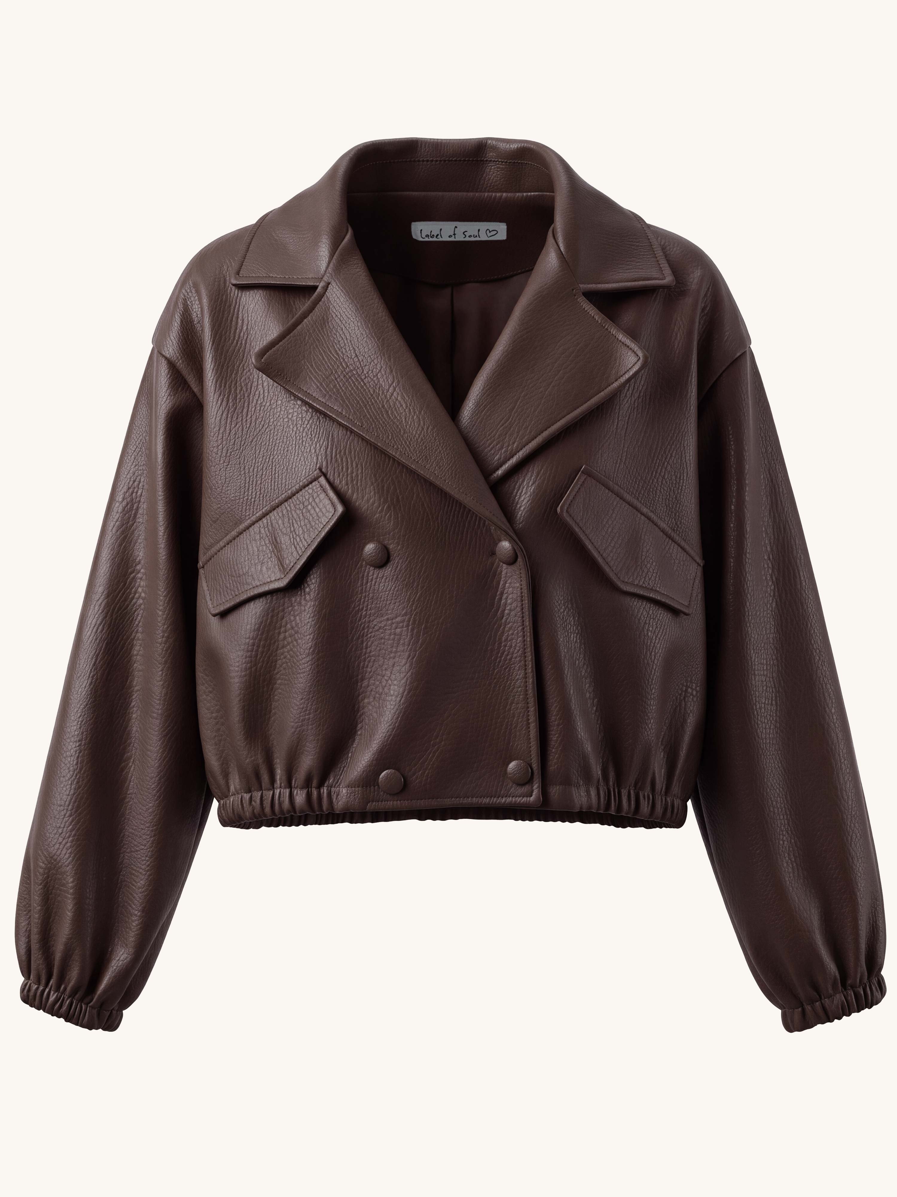 Kunstleder Blazer Jacke - Schoko
