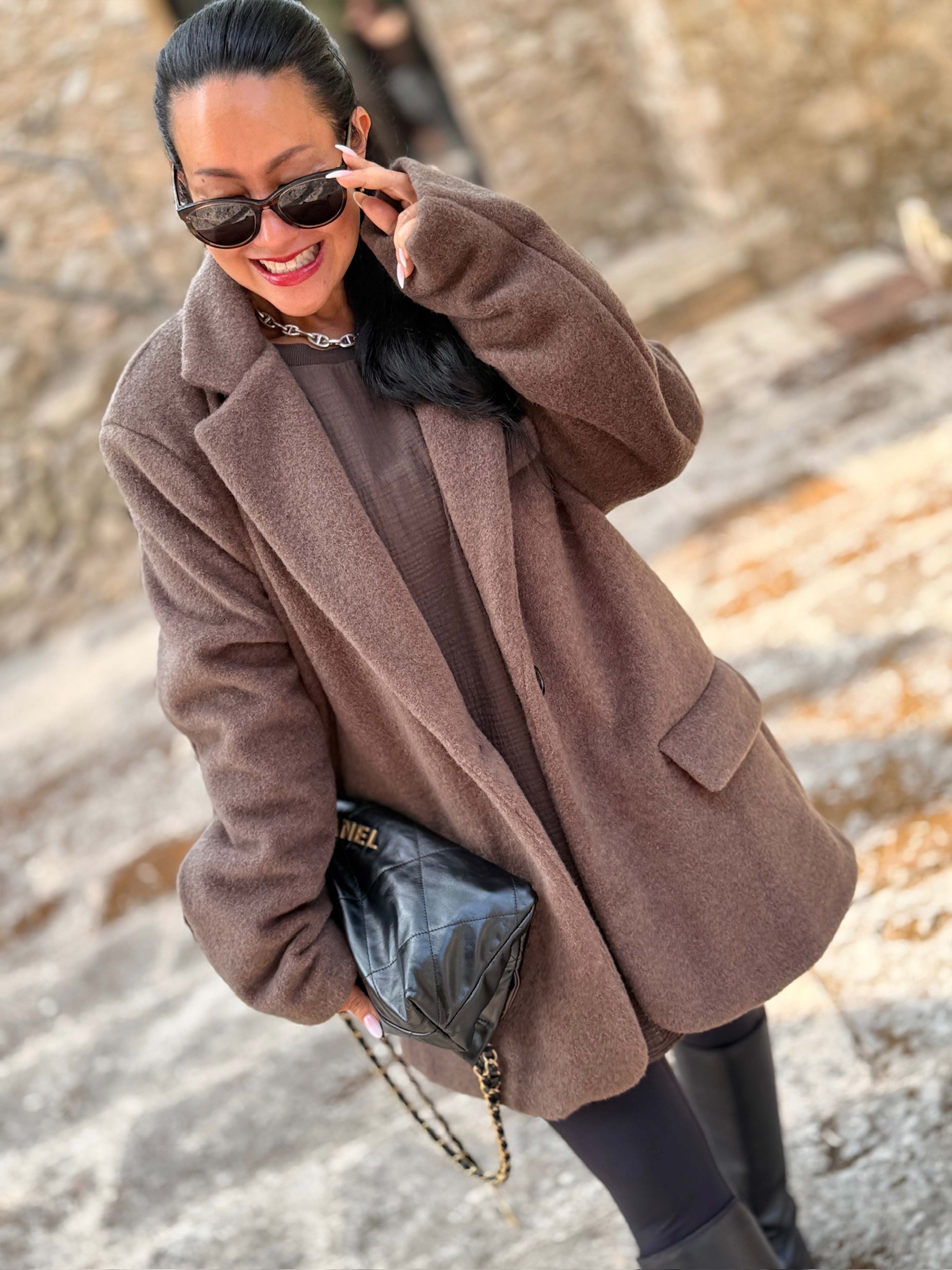 Oversize Blazer Jacke - SIGNATURE - Schoko