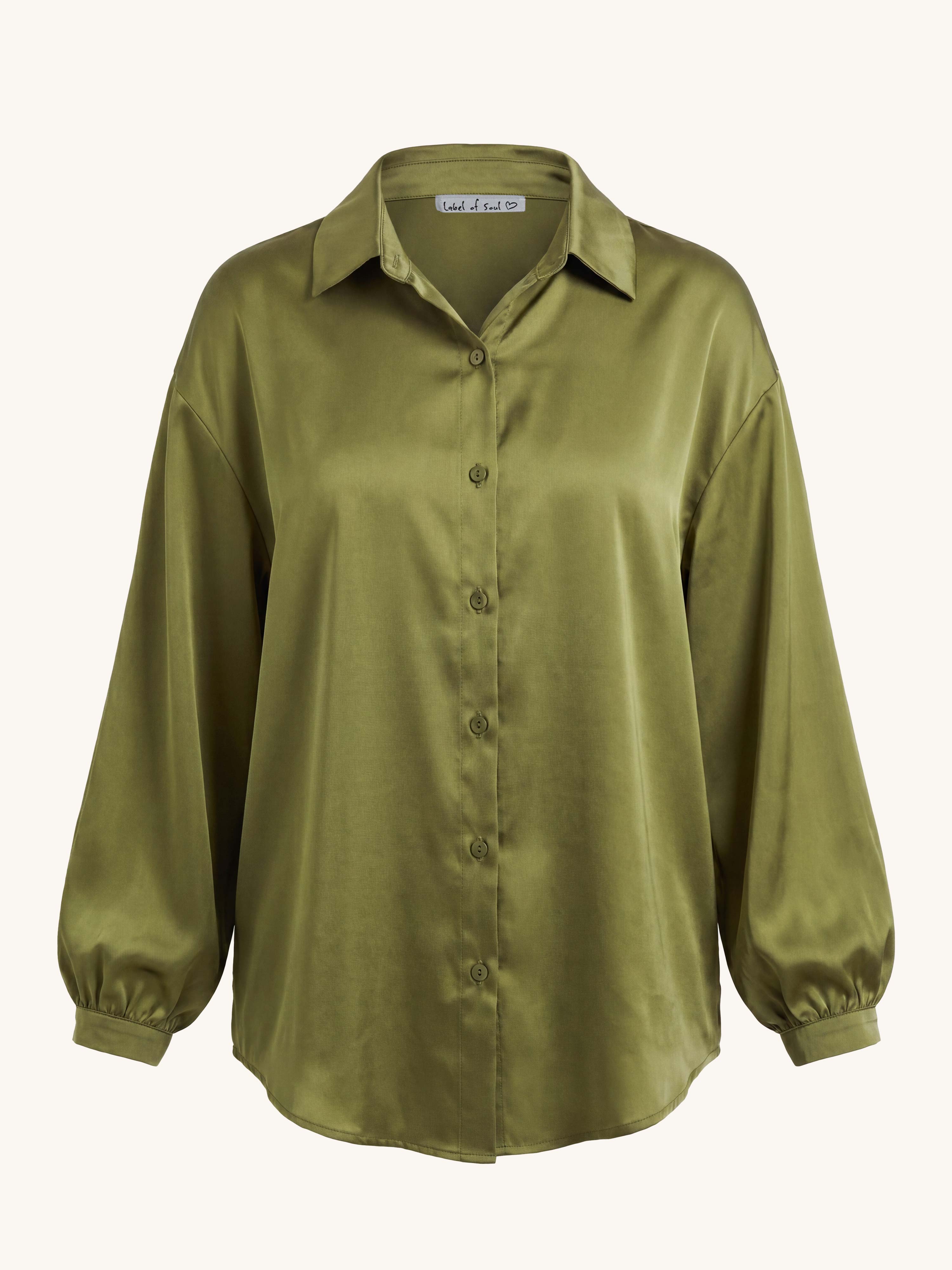 Viskose Midi Oversize Bluse - ELEGANCE - Olive